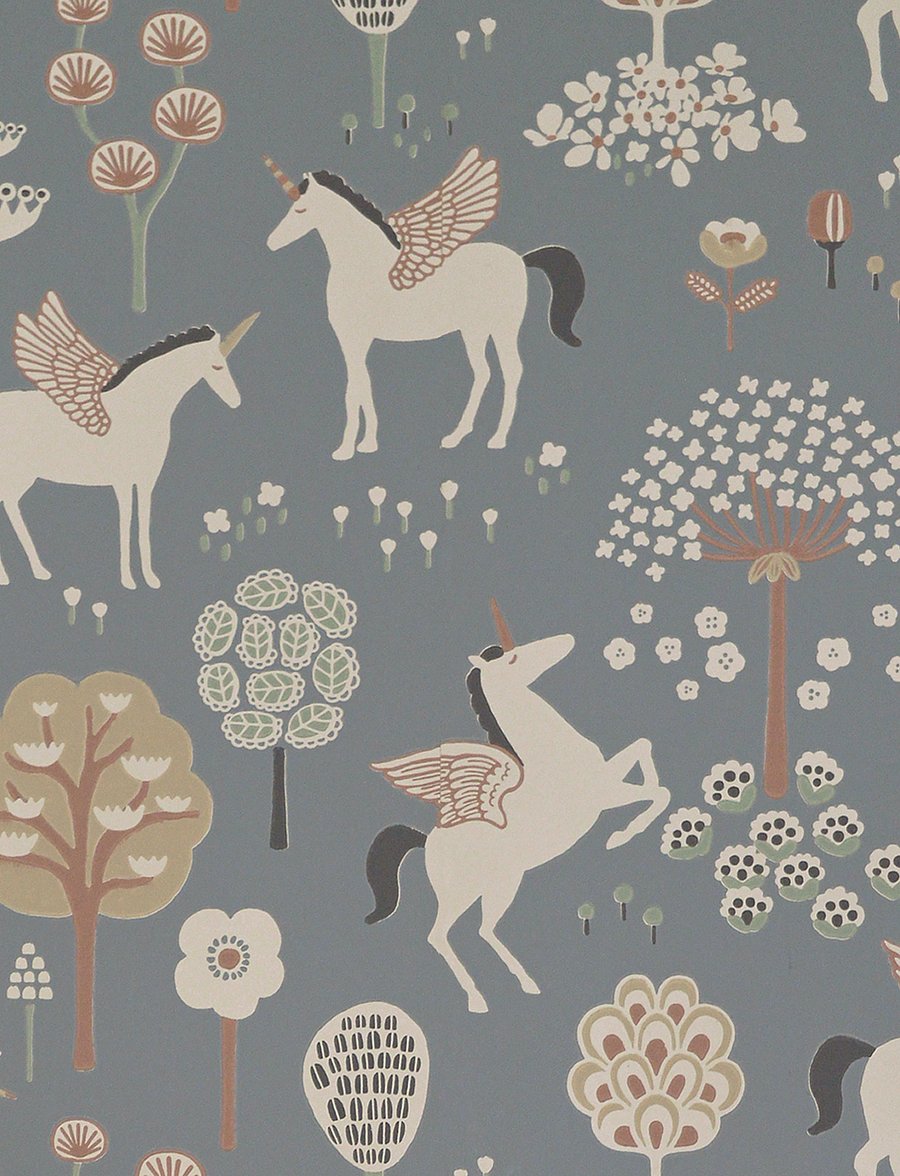 Majvillan - Wallpaper True Unicorns evening blue - tapeten - evening blue - 1