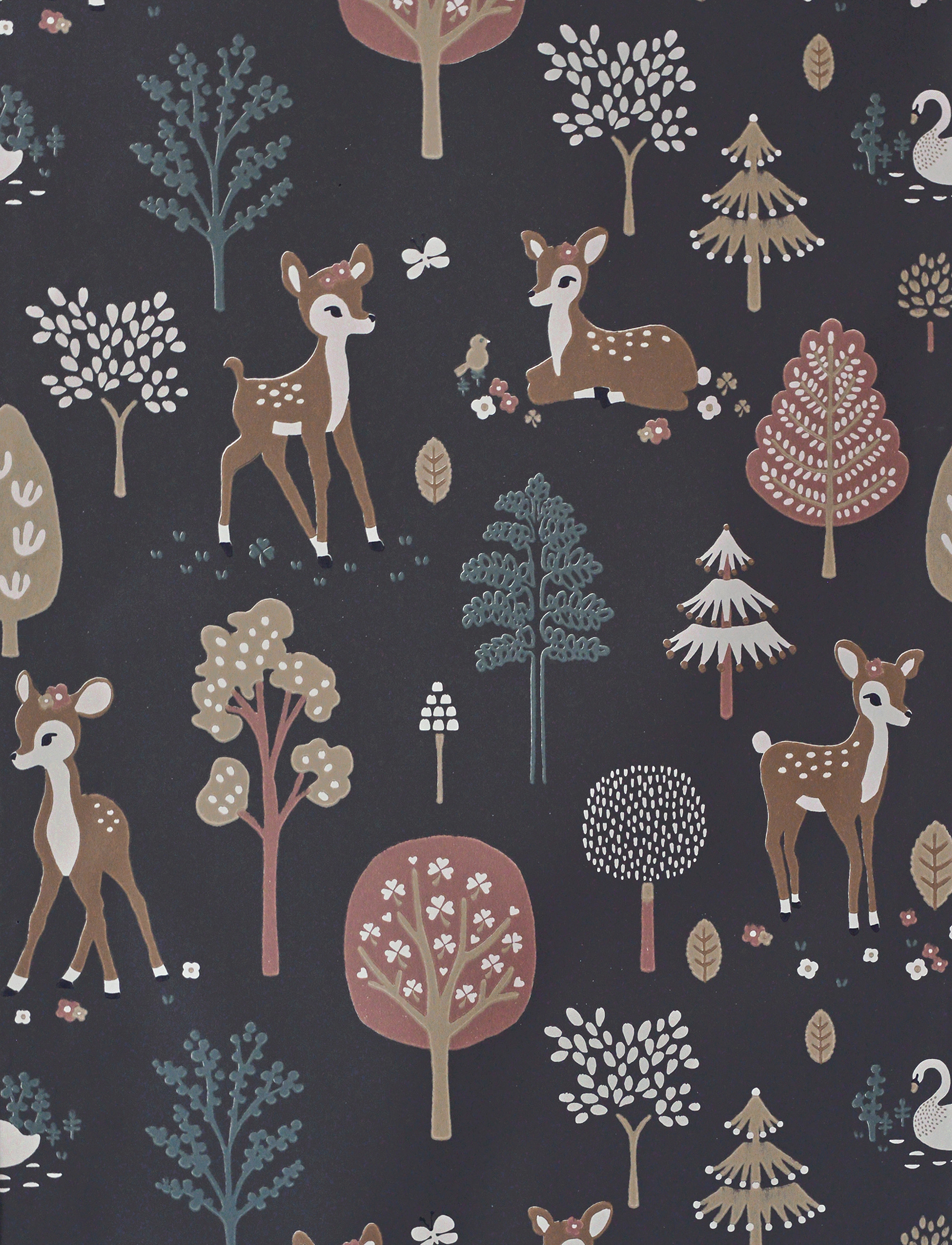 Majvillan Wallpaper Golden Woods Deep Grey, 1005X 53 cm, Kids Decor, Grau - Wallpapers, Kinder