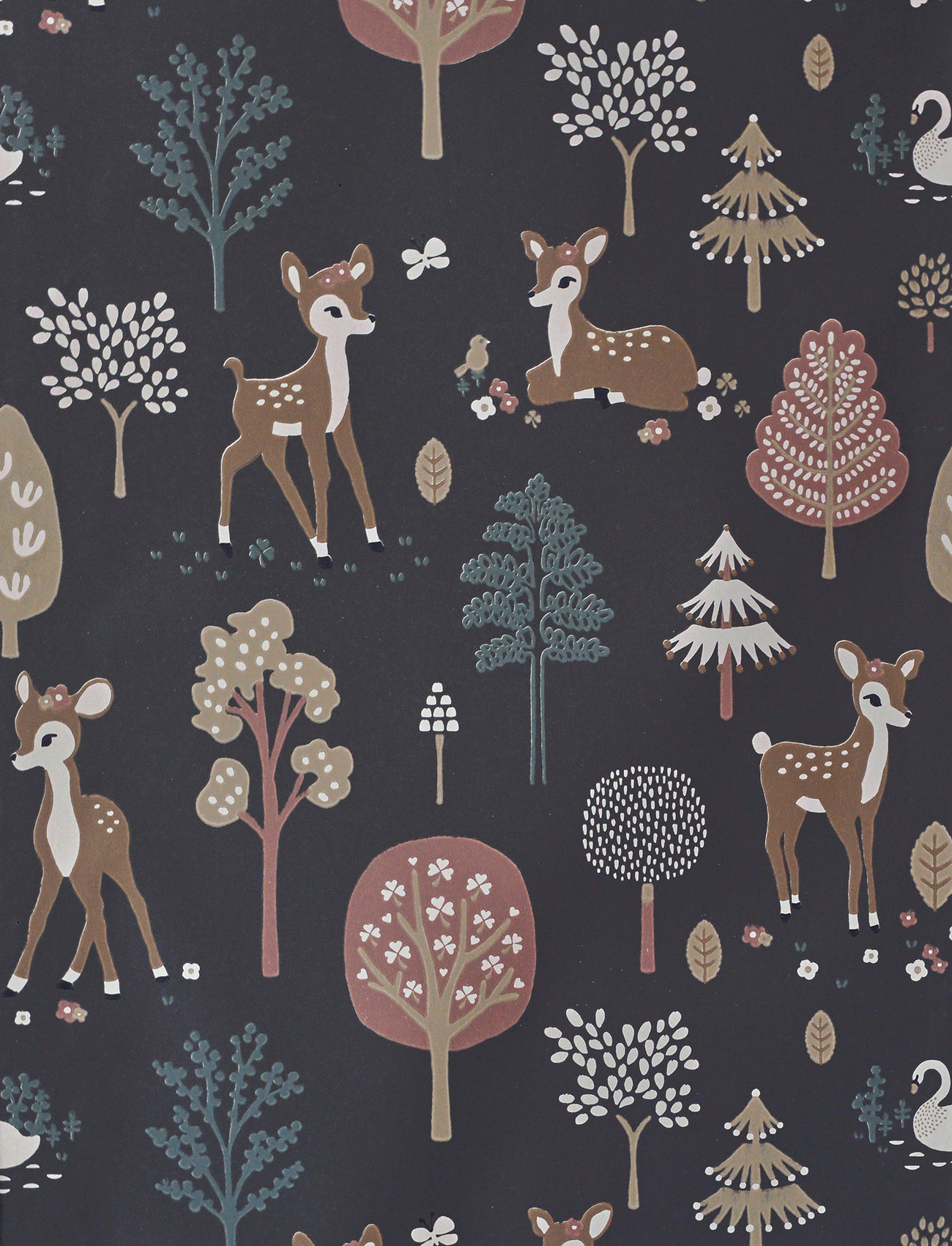 Majvillan - Wallpaper Golden woods deep grey - tapeter - deep grey - 0