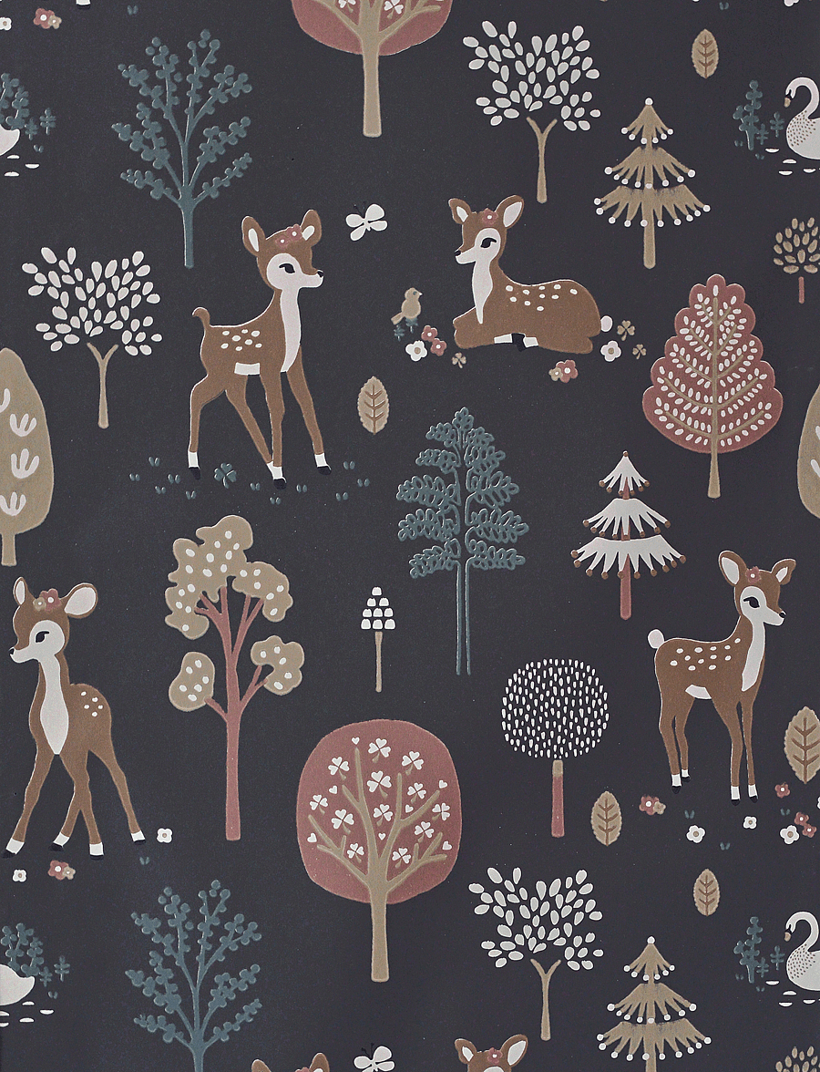 Majvillan - Wallpaper Golden woods deep grey - tapeten - deep grey - 0