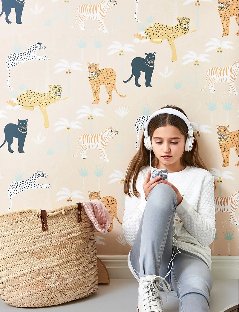 Majvillan - Wallpaper Black panther - vægdekorationer - creamy orange - 2