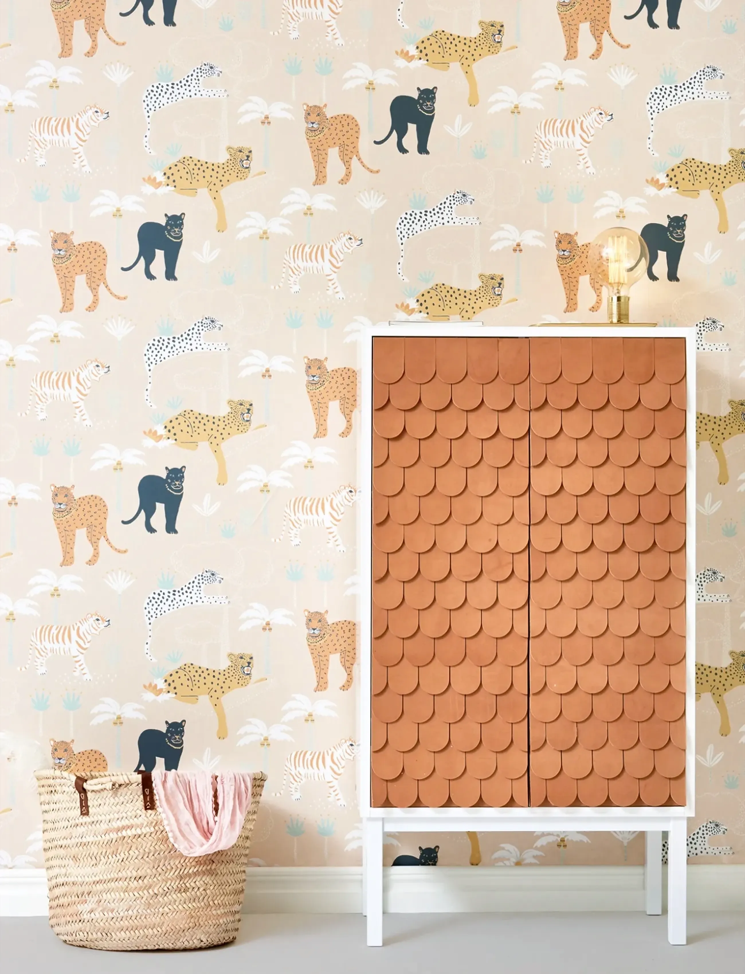 Majvillan - Wallpaper Black panther - väggdekorationer - creamy orange - 3