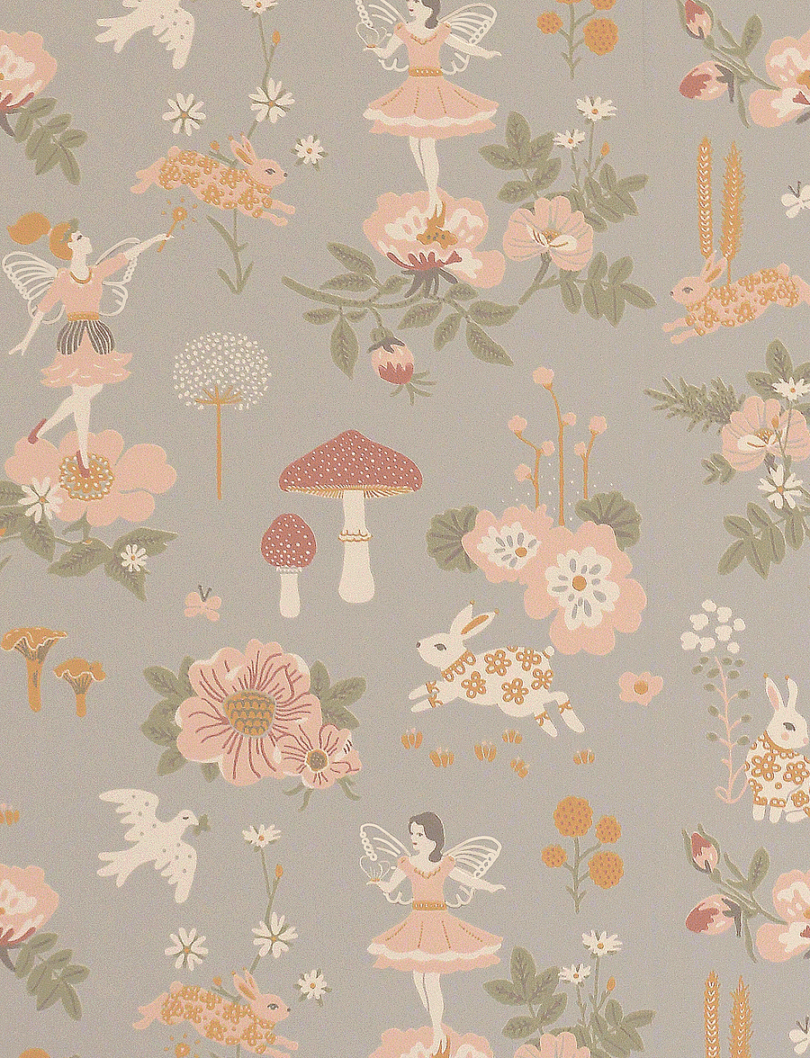 Majvillan - Wallpaper Old garden gentle bluegrey - veggfóður - gentle bluegrey - 1