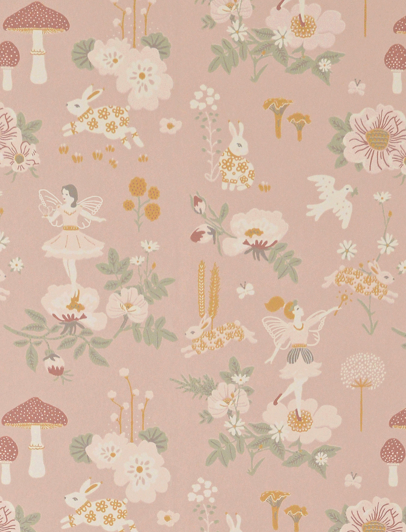Majvillan - Wallpaper Old garden dusty rose - tapeter - dusty rose - 1