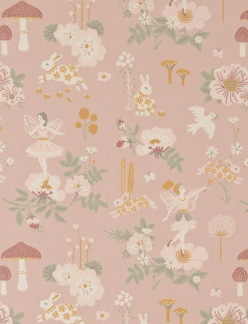 Majvillan - Wallpaper Old garden dusty rose - veggfóður - dusty rose - 1