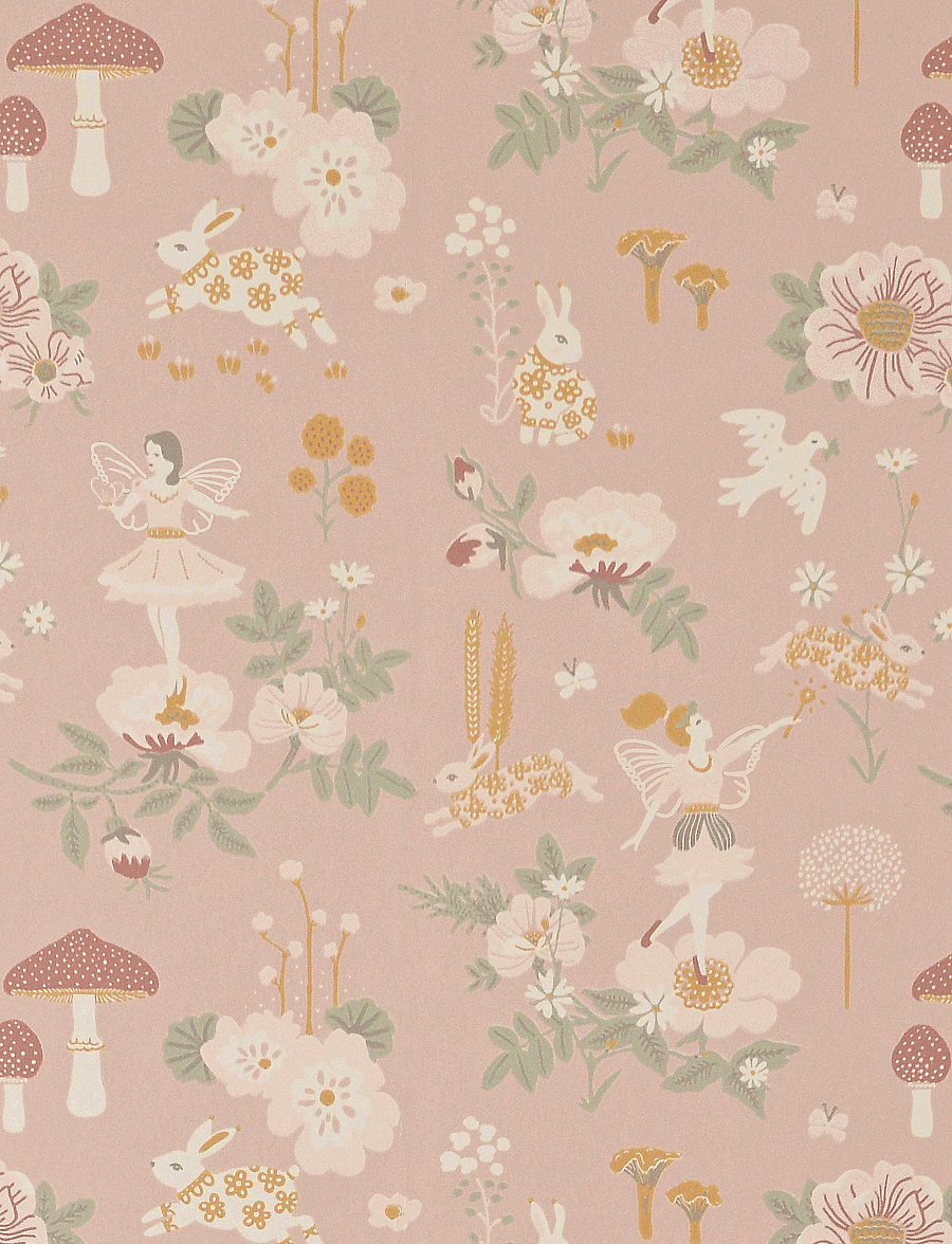 Majvillan - Wallpaper Old garden dusty rose - tapeten - dusty rose - 1