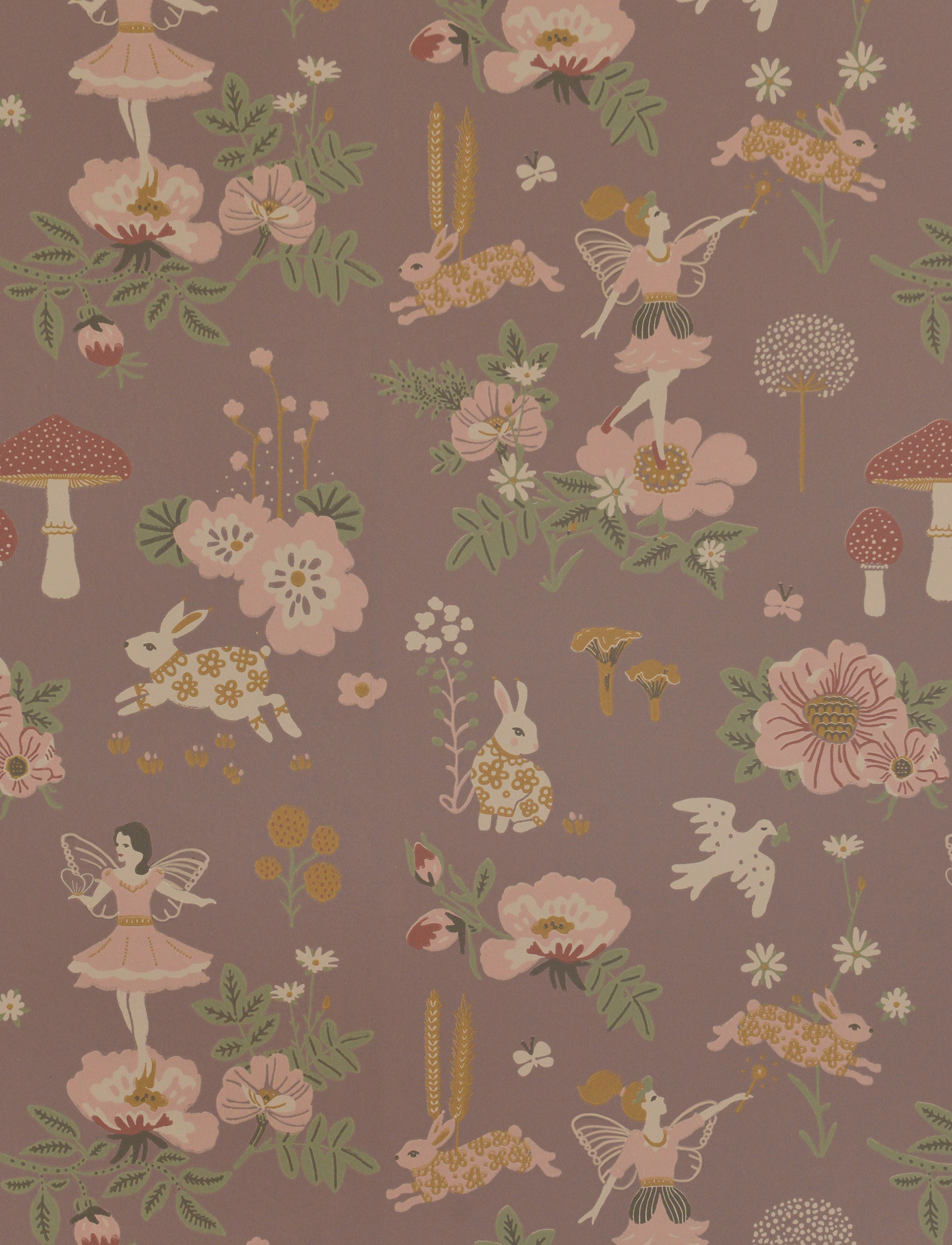 Majvillan Wallpaper Old Garden Plum, Wallpapers, Lila, Str: 1005X 53CM