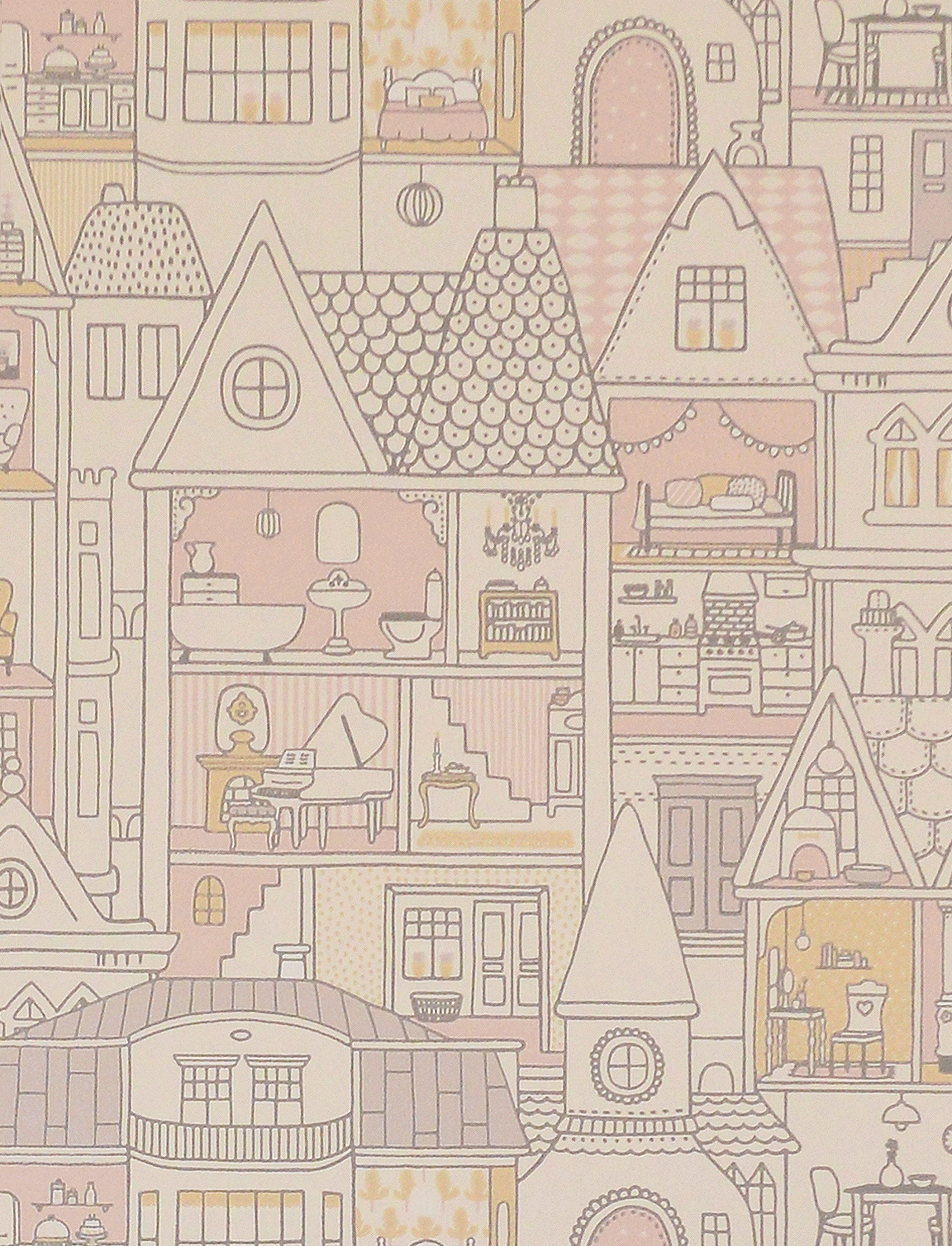 Majvillan Wallpaper Dollhouse Wool White, Wallpapers, Hvid, Str: 1005X 53CM