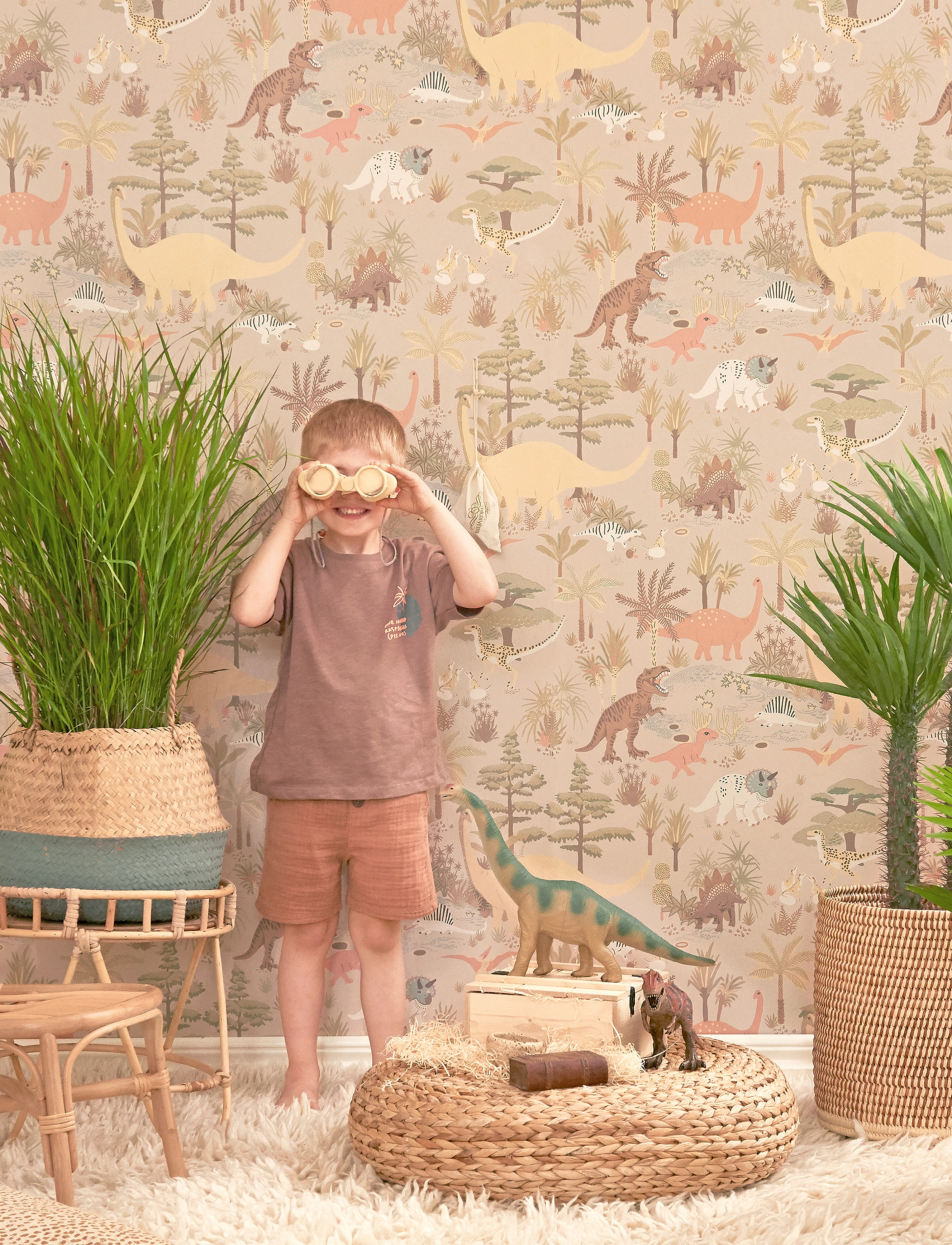 Majvillan - Wallpaper Dinosaur vibes Sandy beige - tapeter - sandy beige - 5