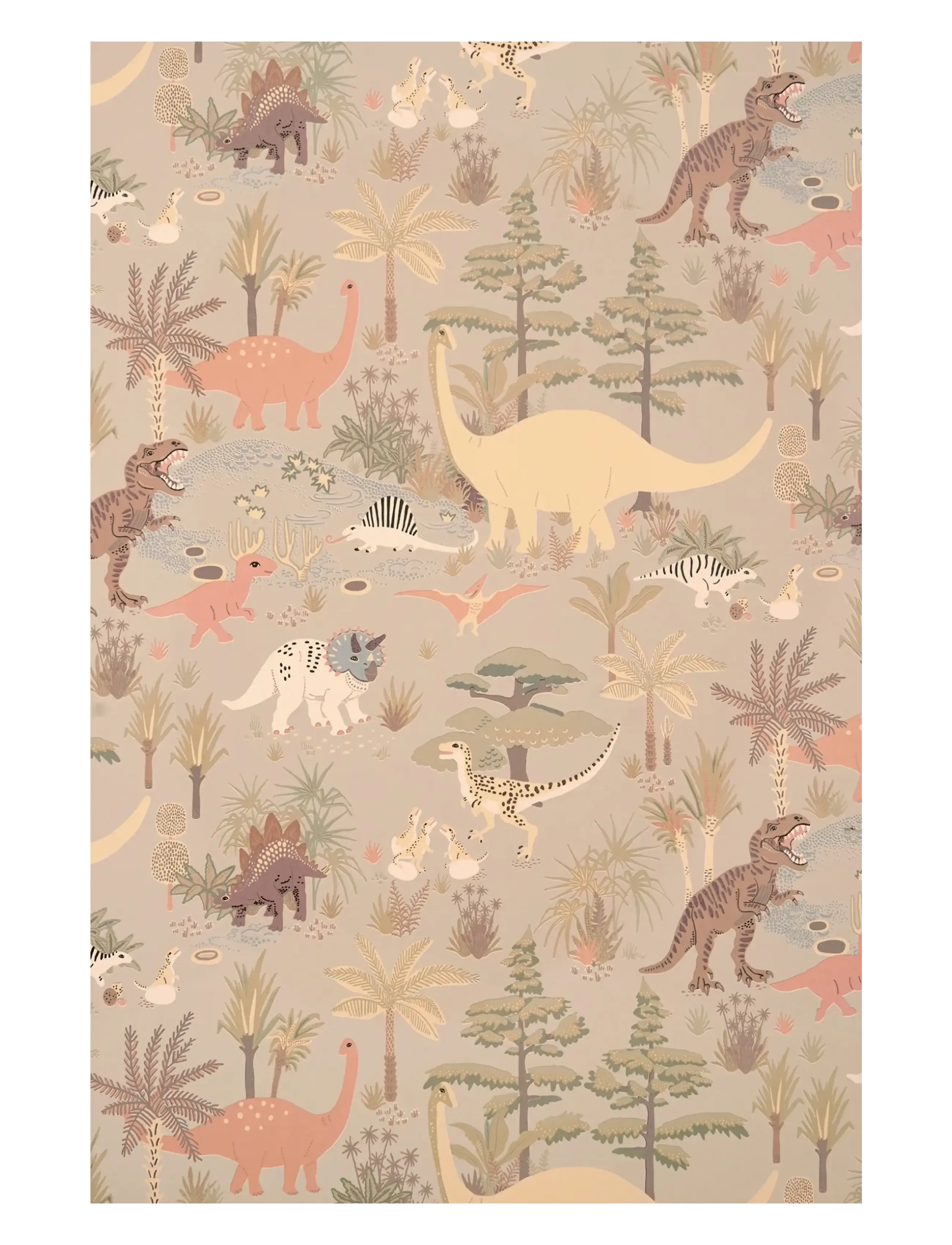 Majvillan Wallpaper Dinosaur Vibes, Vægdekoration, Grøn, Str: 1005X53