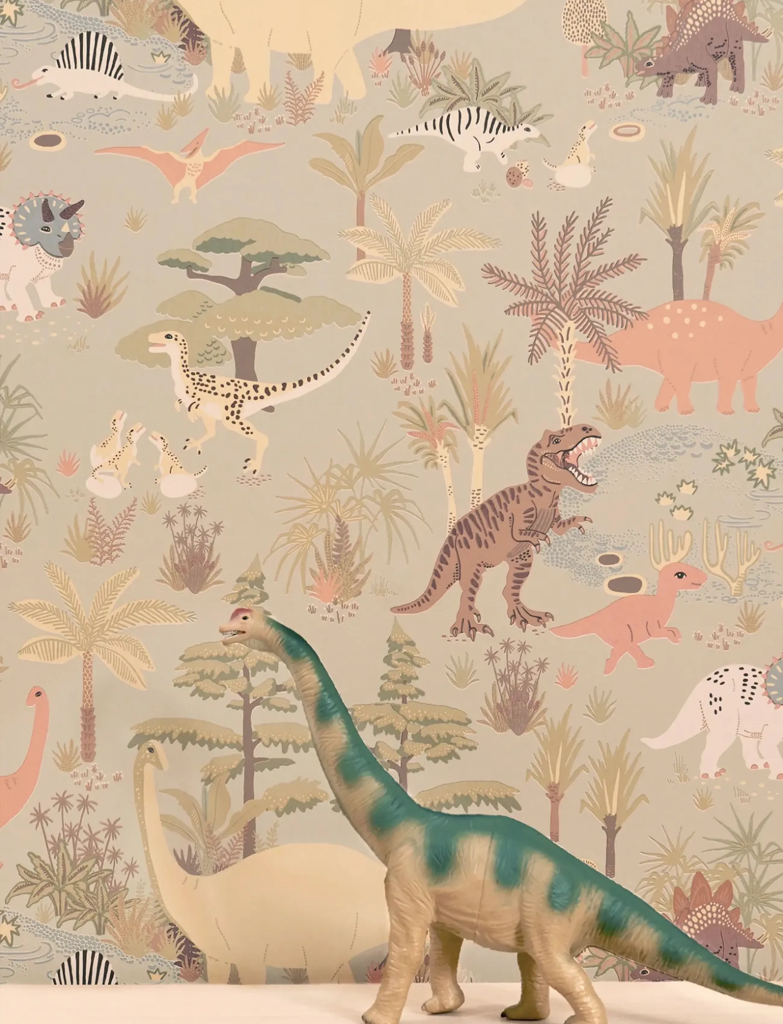 Majvillan Wallpaper Dinosaur Vibes, 1005X53, Green, Dekorativt Tilbehør-Detaljer > Vægdekoration, Unisex