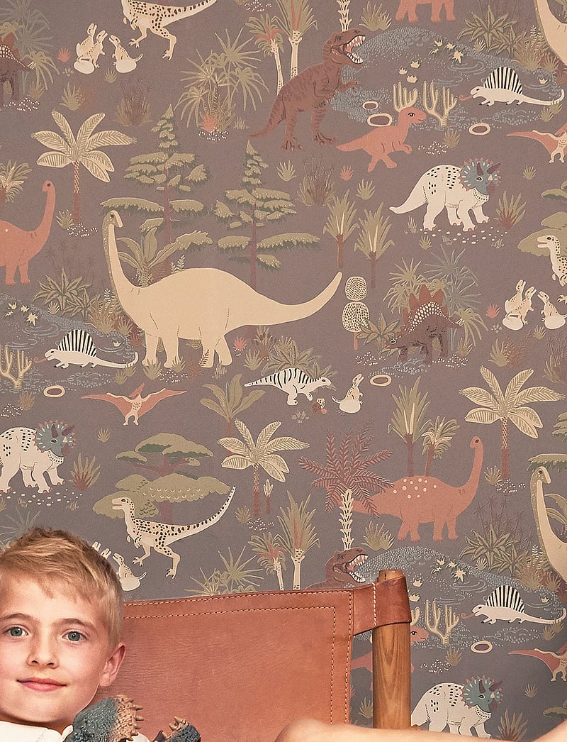 Majvillan - Wallpaper Dinosaur vibes evening grey - veggfóður - evening grey - 3