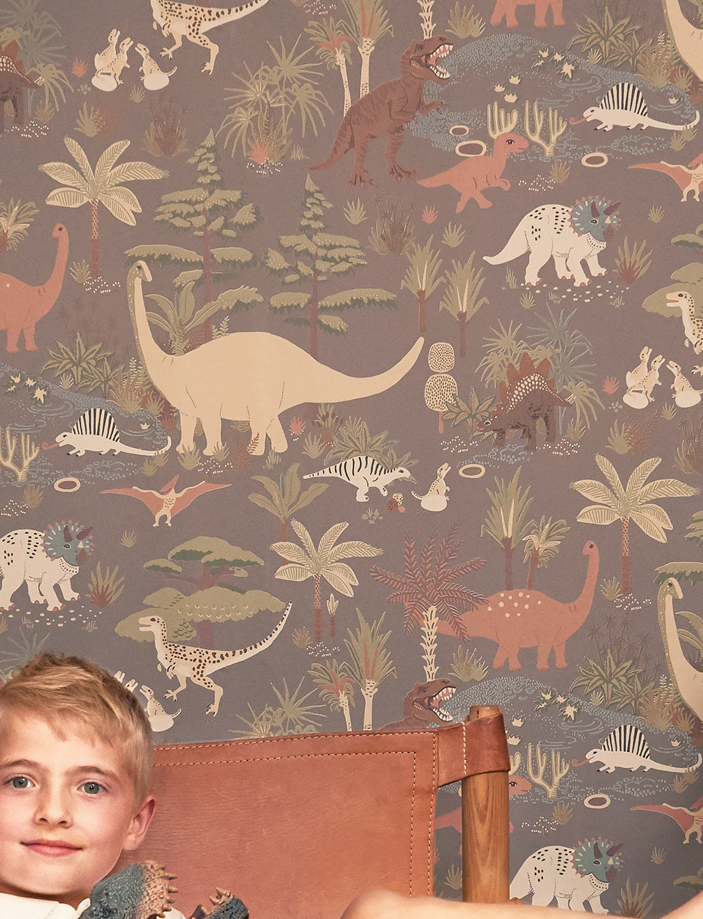 Majvillan - Wallpaper Dinosaur vibes evening grey - wallpapers - evening grey - 3