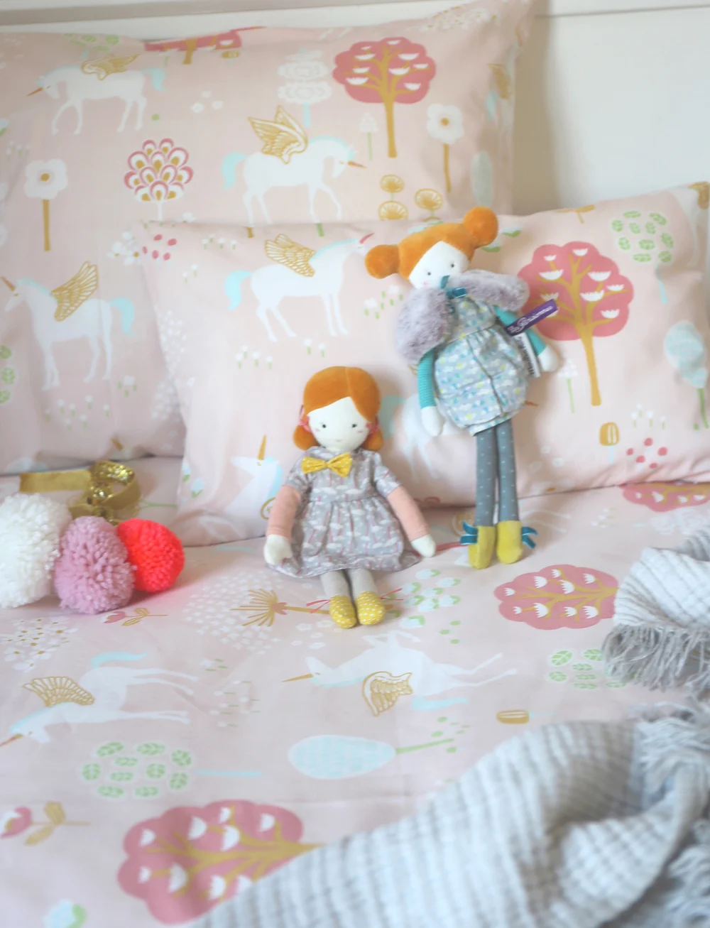 Majvillan - True Unicorns pink junior bed set 100x130 cm - sengesæt - pink - 0