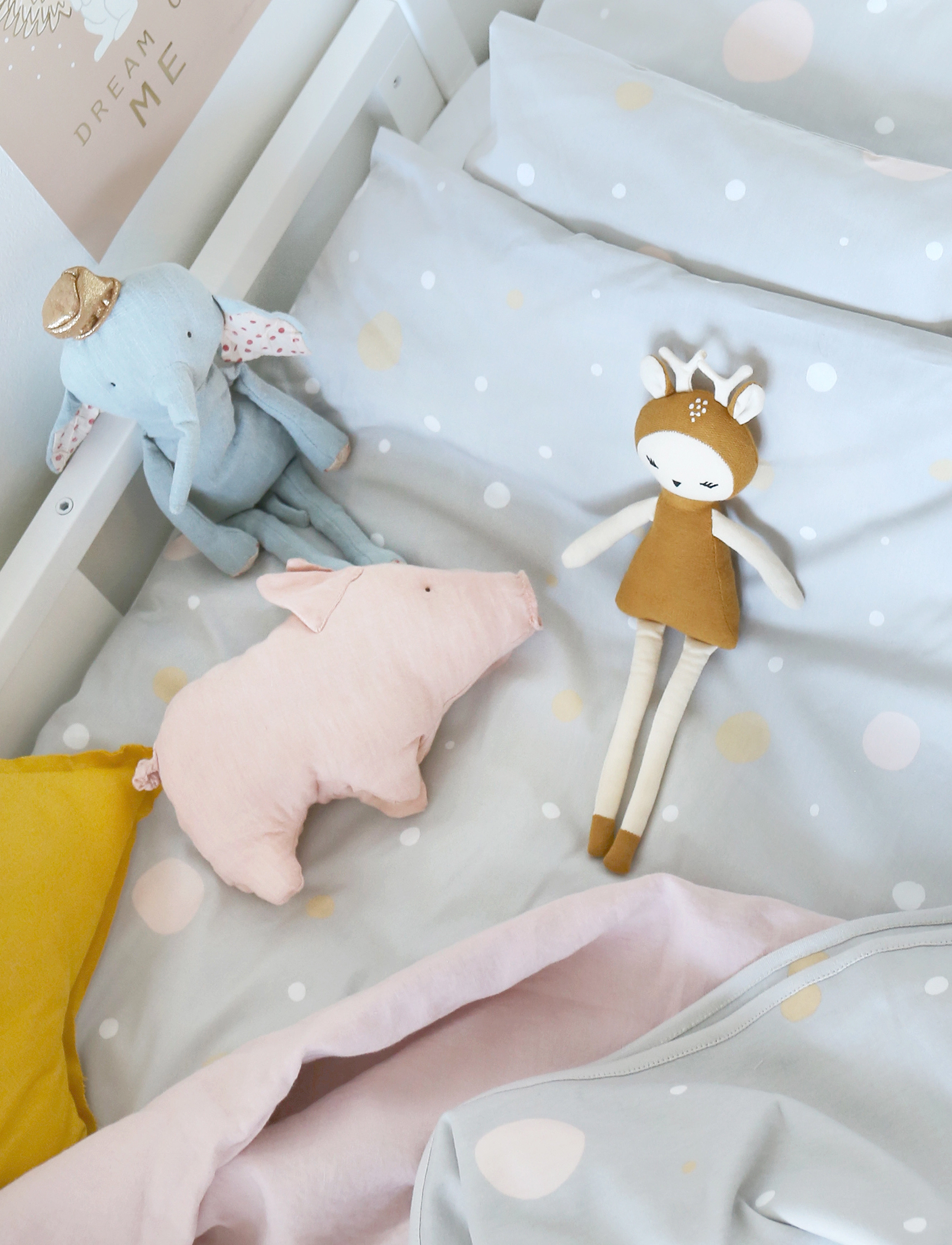 Majvillan Confetti Grey Junior Bed Set 100X130 cm, 100X130 cm, Blue, Søvntid > Sengesæt, Børn