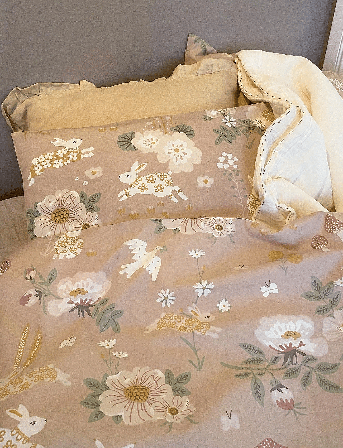 Old garden pink junior bed set 100x130 cm