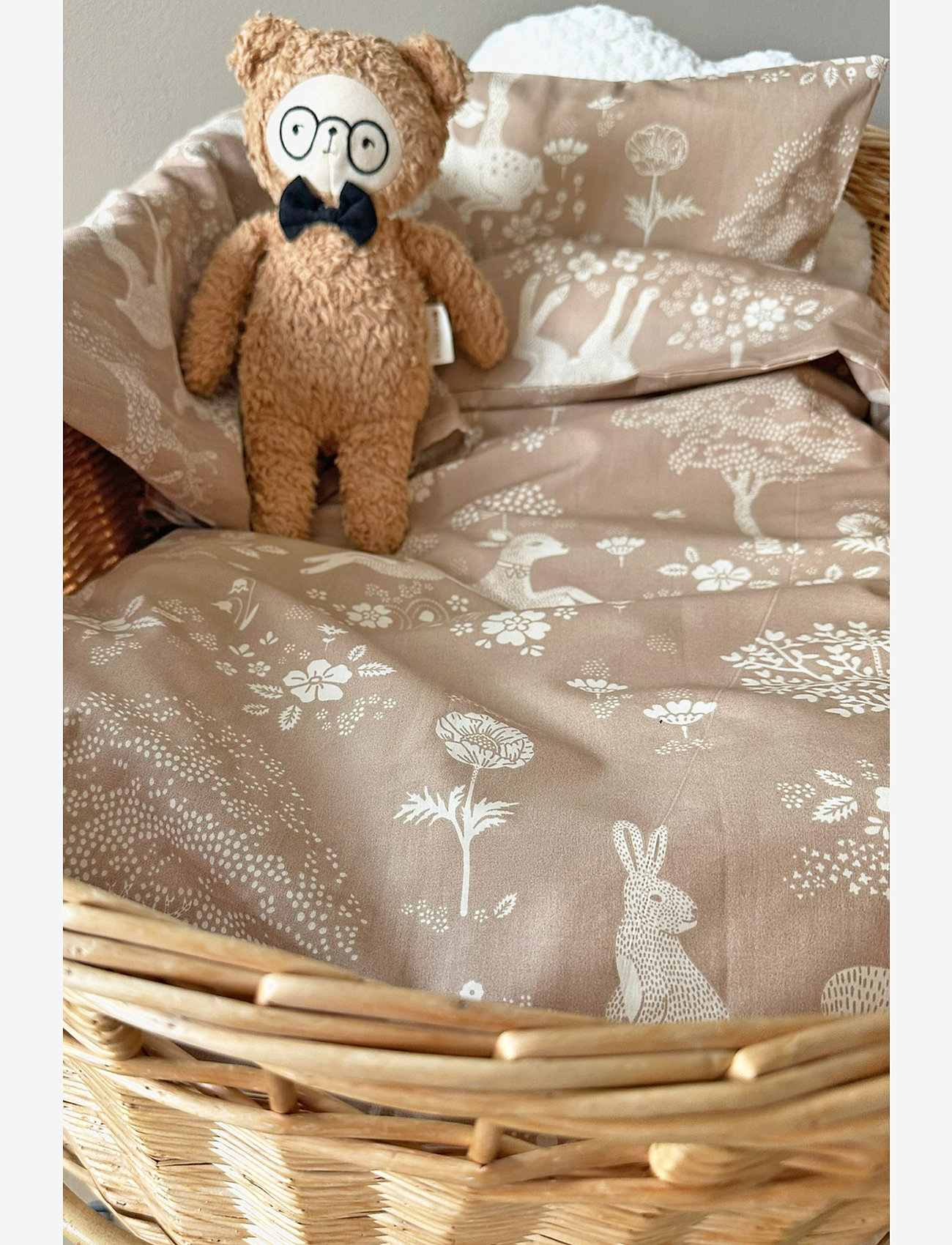 Majvillan - Summer fields brown baby bed set 70x80 cm - sengesæt - brown - 5