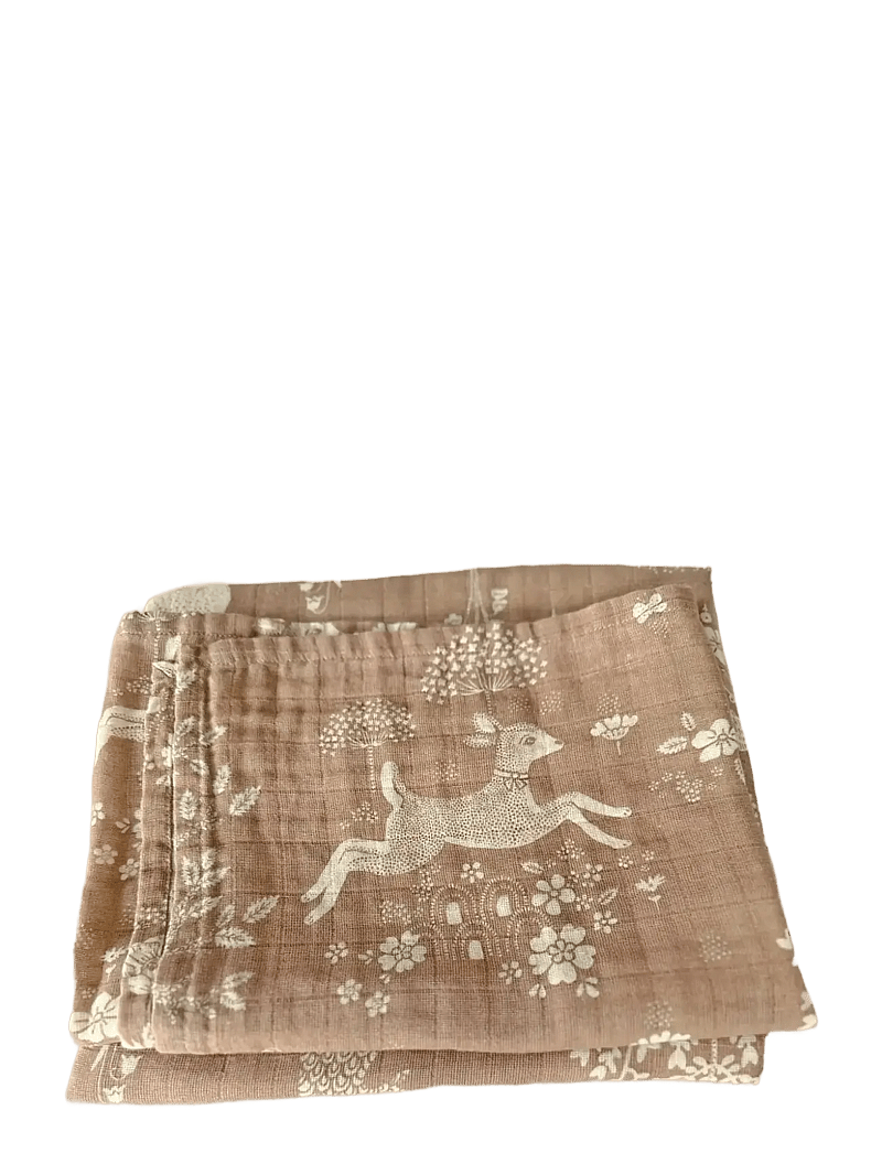 Majvillan - Summer fields brown muslin blanket 110x110 cm - dekens van mousseline - brown - 1