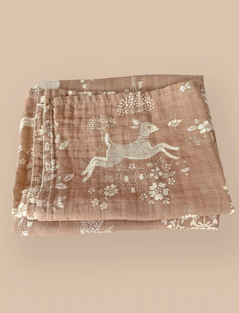Majvillan - Summer fields brown muslin blanket 110x110 cm - mulldecken - brown - 0
