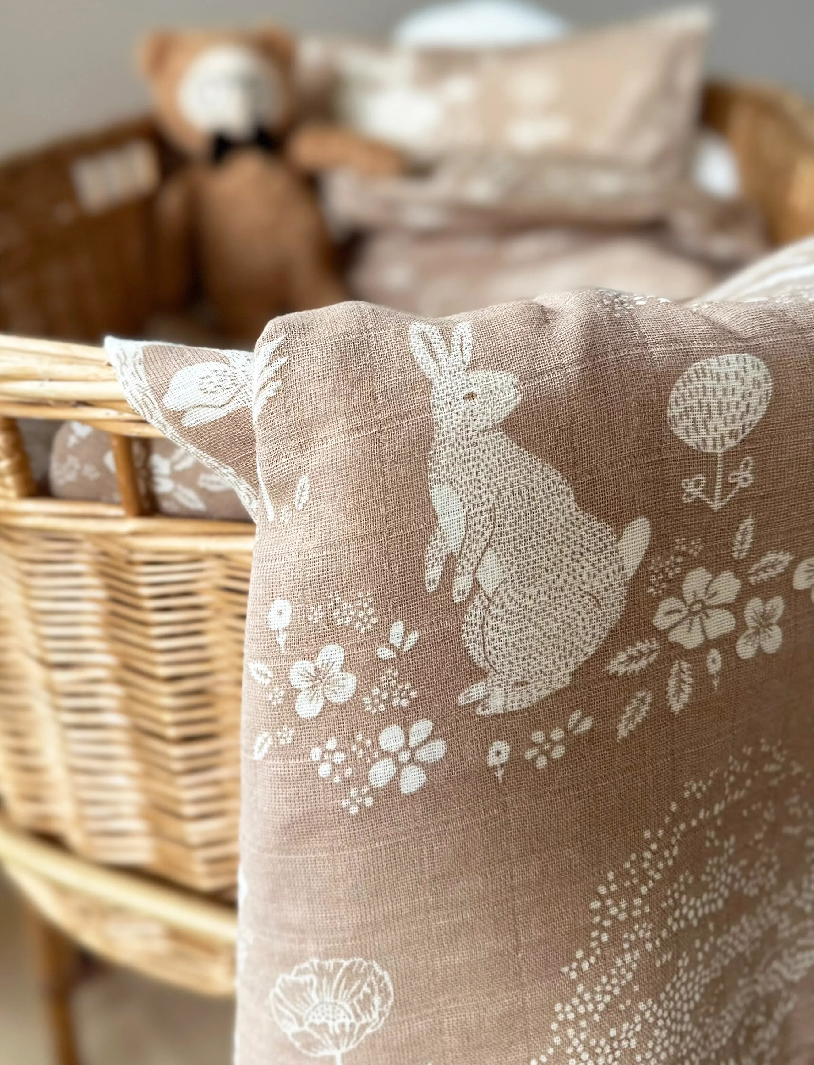 Majvillan - Summer fields brown muslin blanket 110x110 cm - dekens van mousseline - brown - 3