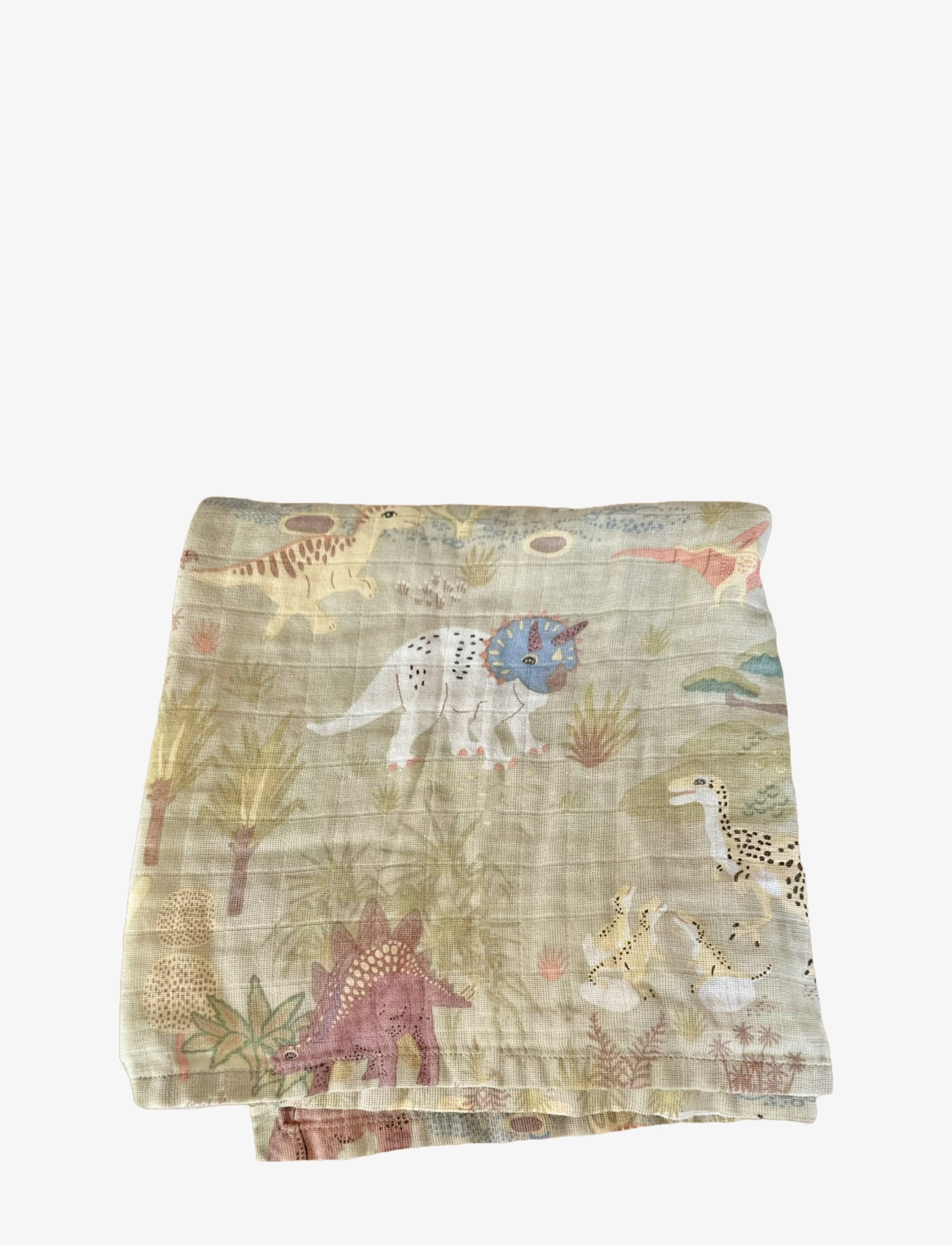 Majvillan Dinosaur Vibes Green Muslin Blanket 110X110 Cm, Dinosaur Musselin Tæppe, Grøn, Str: 110X110CM