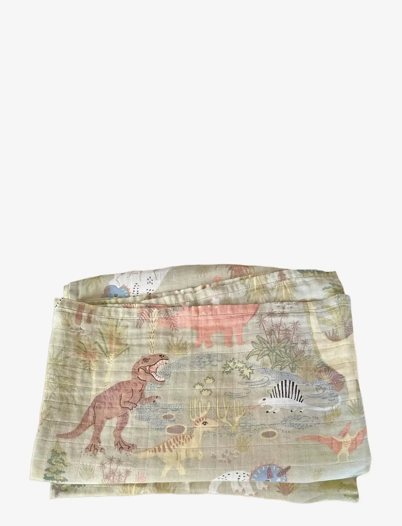 Majvillan - Dinosaur Vibes green muslin blanket 110x110 cm - musliinist tekid - green - 1