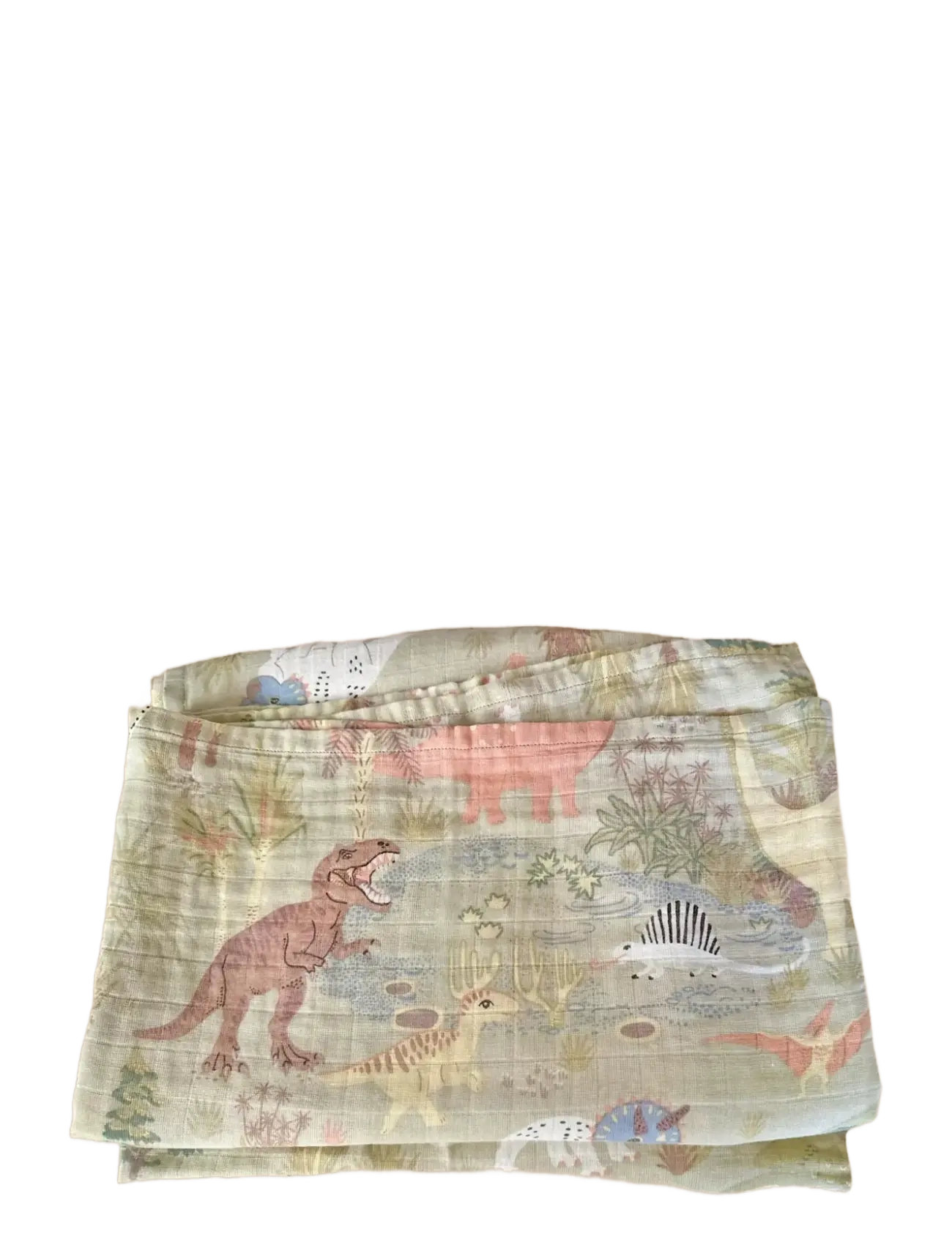 Majvillan - Dinosaur Vibes green muslin blanket 110x110 cm - plaids en mousseline - green - 1
