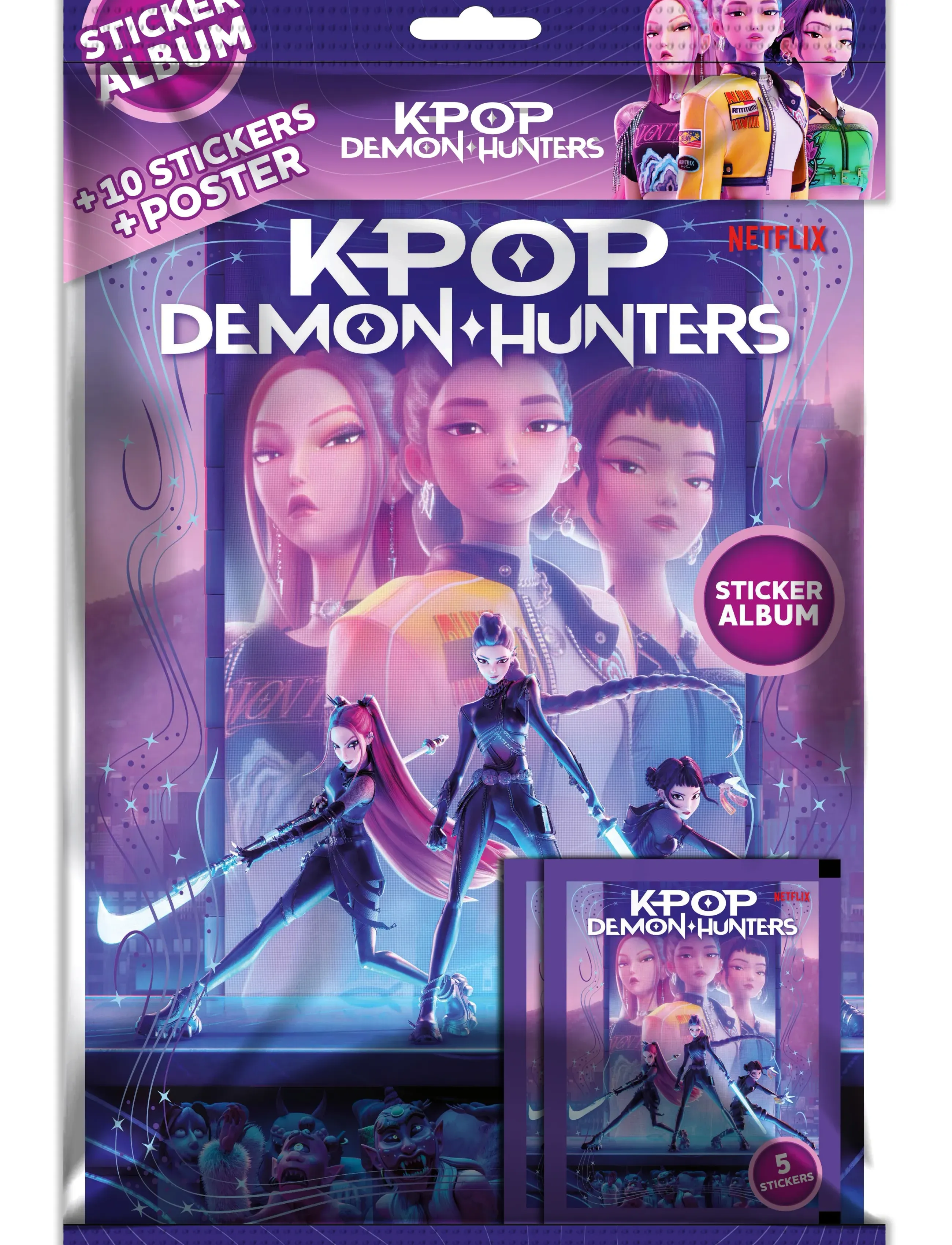 Demon Hunters Kpdh Sticker Album + 2 Blind Bags Dk/No, One Size, Multi/patterned, Håndværk > Klistermærker, Børn