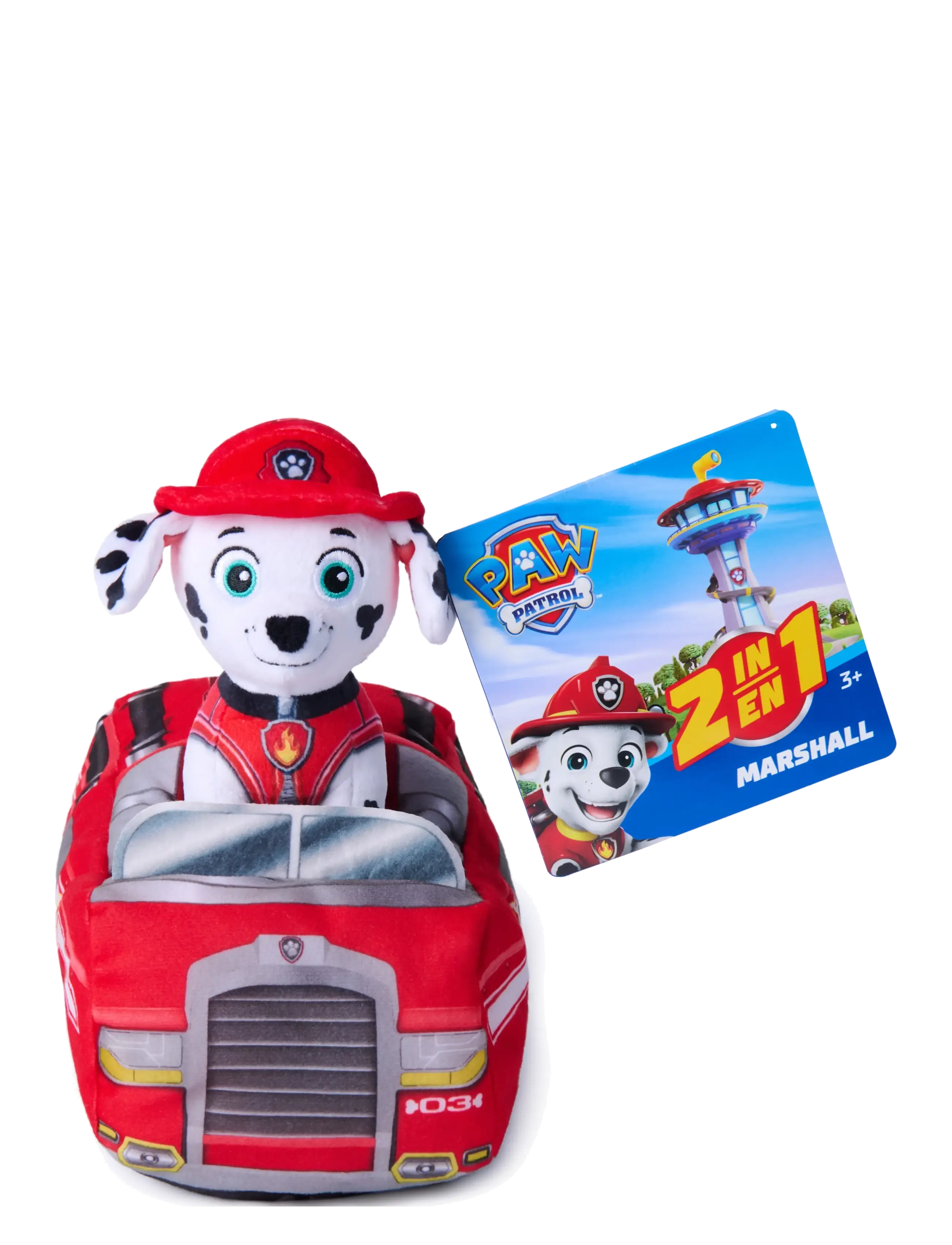 Paw Patrol Paw Patrol 2-In-1 Vehicle Plush W/Marshall 15 cm, One Size, Red, Soft Legetøj > Stuffed Legetøj, Børn