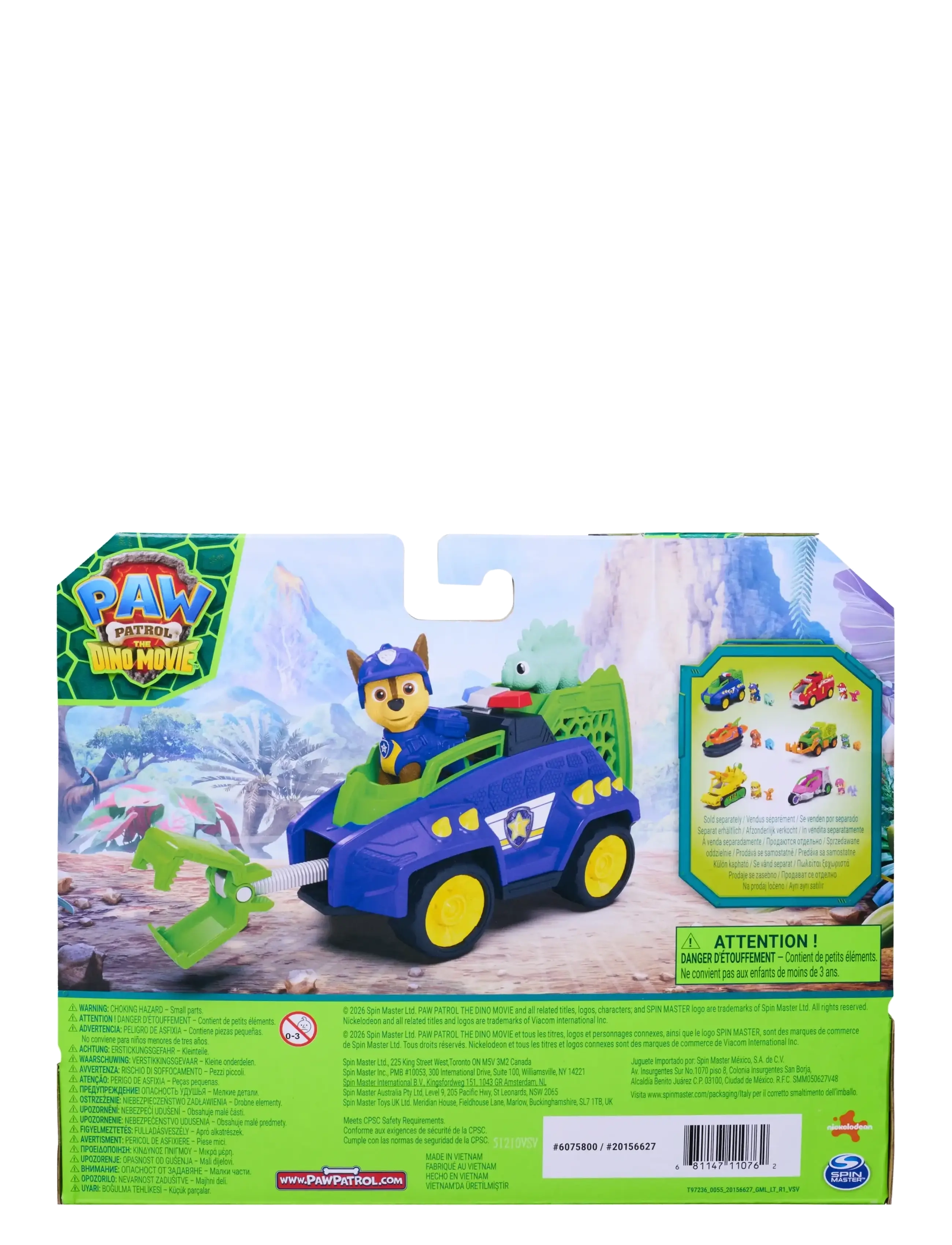 Paw Patrol - Paw Patrol: Dinosaurie-filmen Dino-temafordon Chase - film & sagofigurer - multi - 3