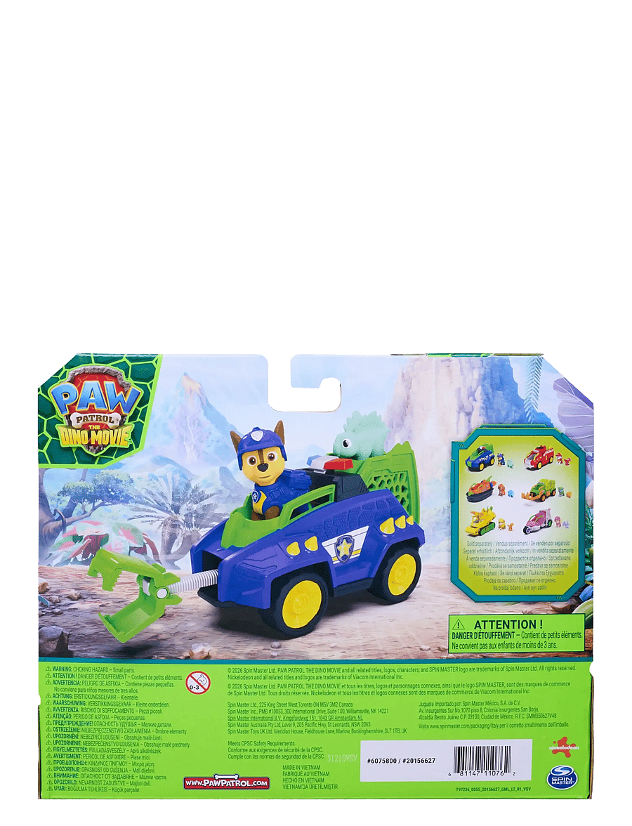 Paw Patrol - Paw Patrol: Dinosaurie-filmen Dino-temafordon Chase - film & sagofigurer - multi - 3