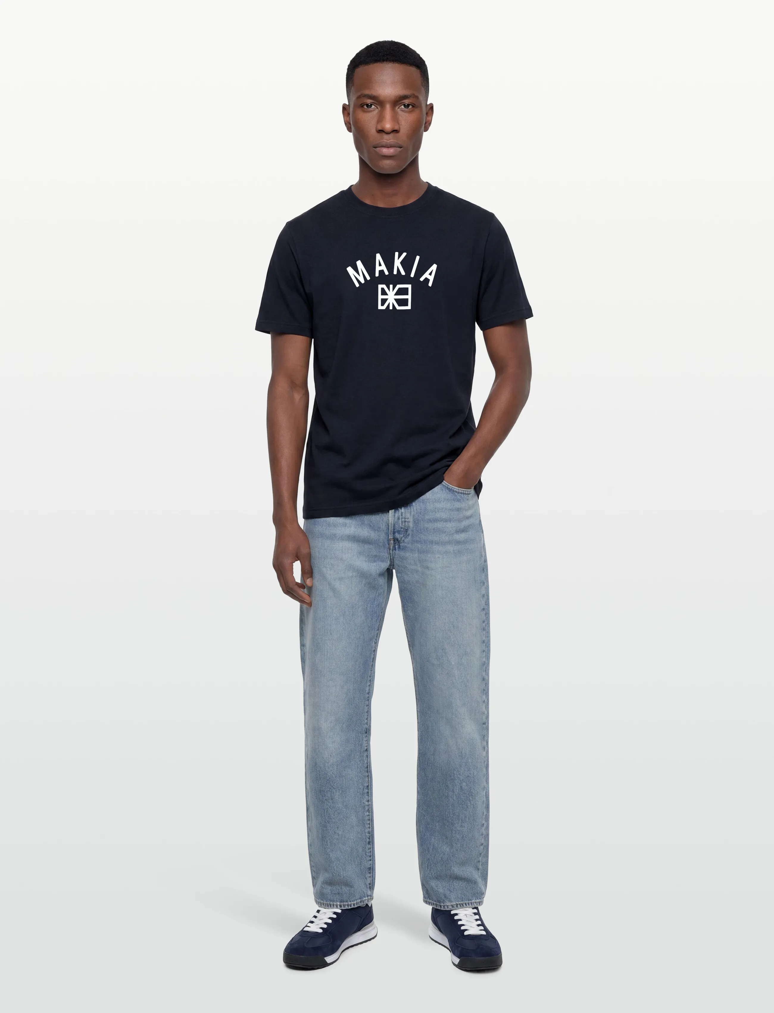 Makia Port T-Shirt, S, T-shirts, Marineblau - Short-sleeved, Männerswear