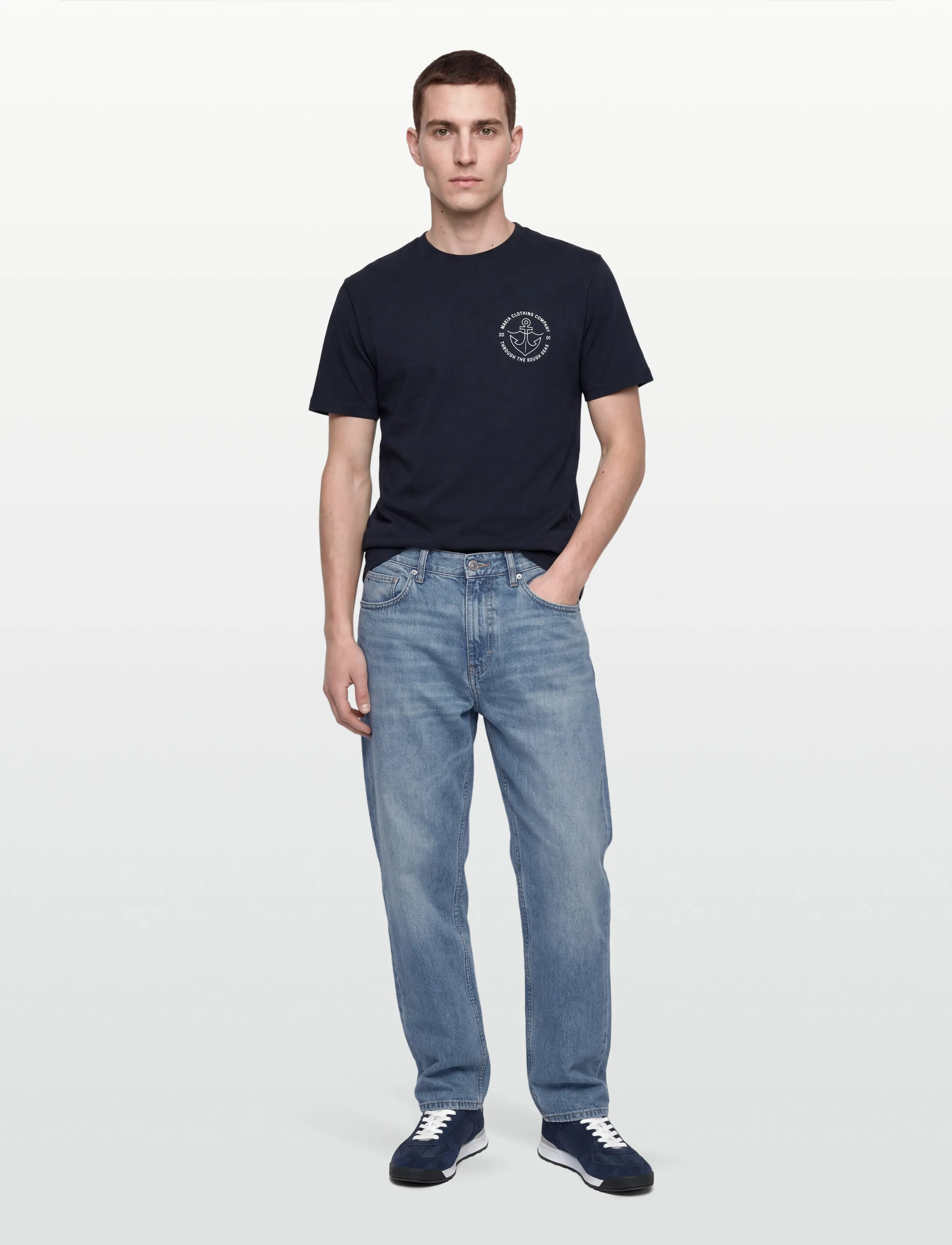 Makia Barbless T-Shirt, S, Navy, T-Shirts > Kortærmede, Herre
