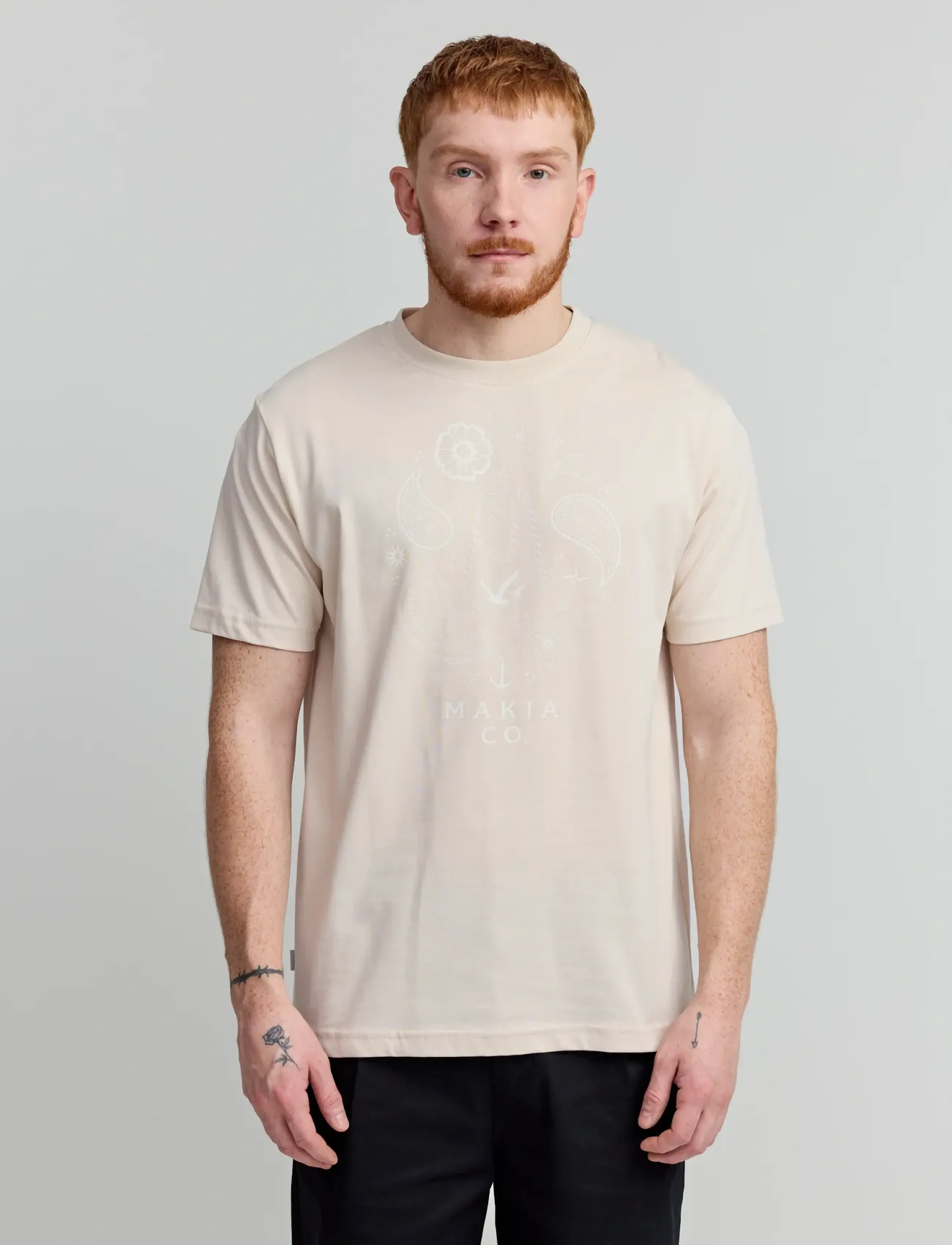 Makia Beam T-Shirt, Printet T-Shirt, Cream, Str: M