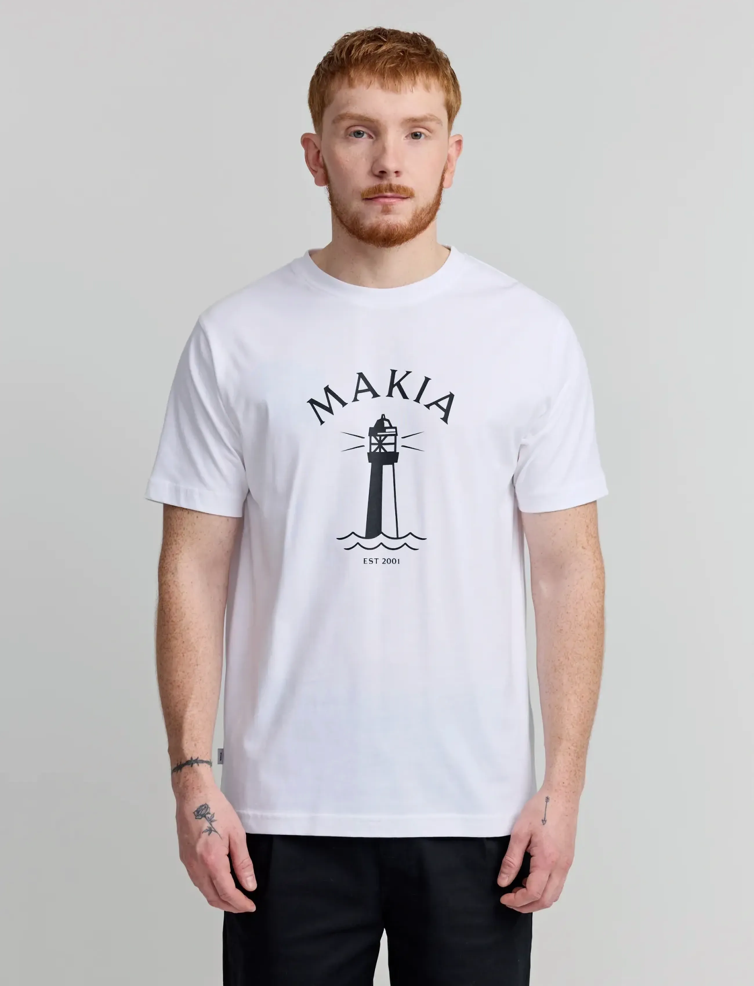 Makia Blinker T-Shirt, S, White, T-Shirts > Kortærmede, Herre
