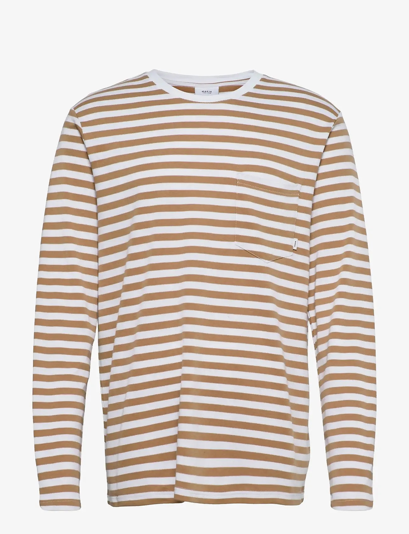 Makia - Verkstad Long Sleeve - långärmade t-shirts - camel-white - 0