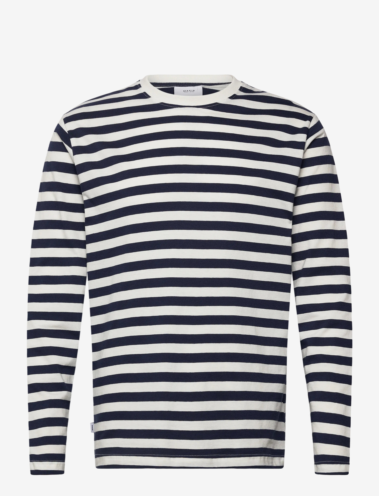 Makia - Verkstad Long Sleeve - langærmede t-shirts - navy - white - 0