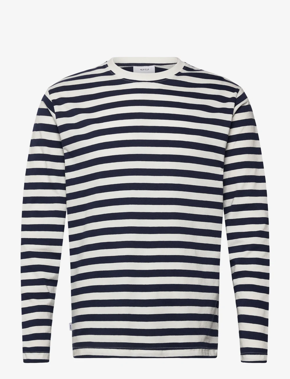 Makia - Verkstad Long Sleeve - langærmede t-shirts - navy - white - 0
