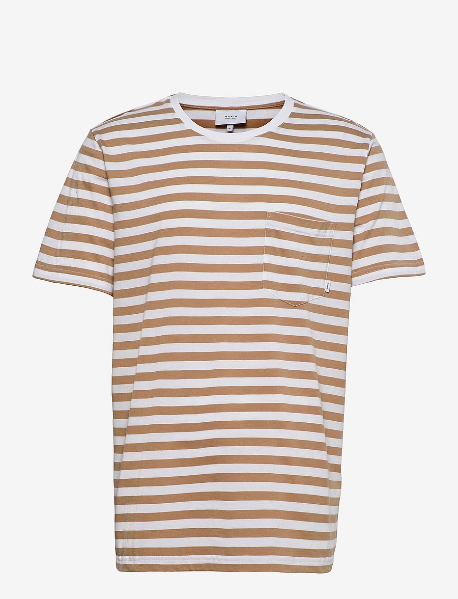 Makia - Verkstad T-shirt - kortærmede t-shirts - camel-white - 0