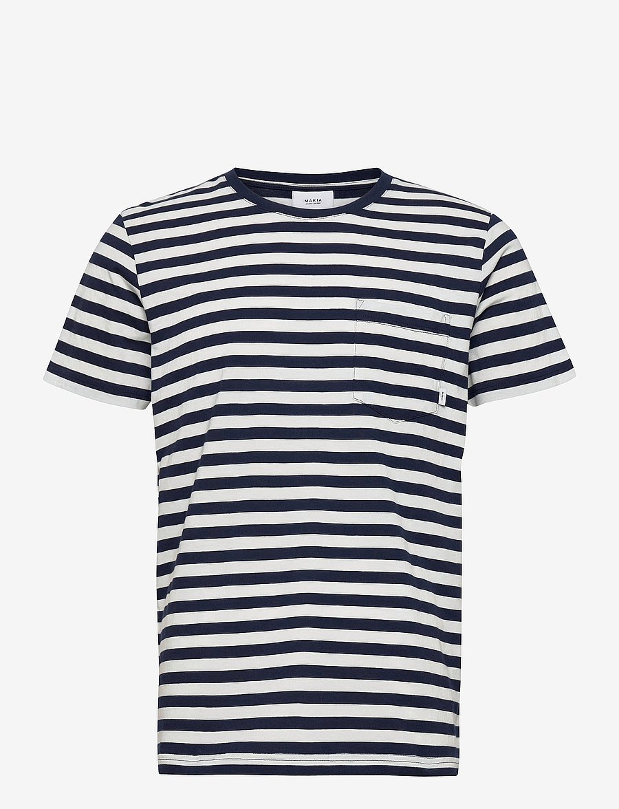 Makia - Verkstad T-shirt - kurzärmelig - navy-white - 0