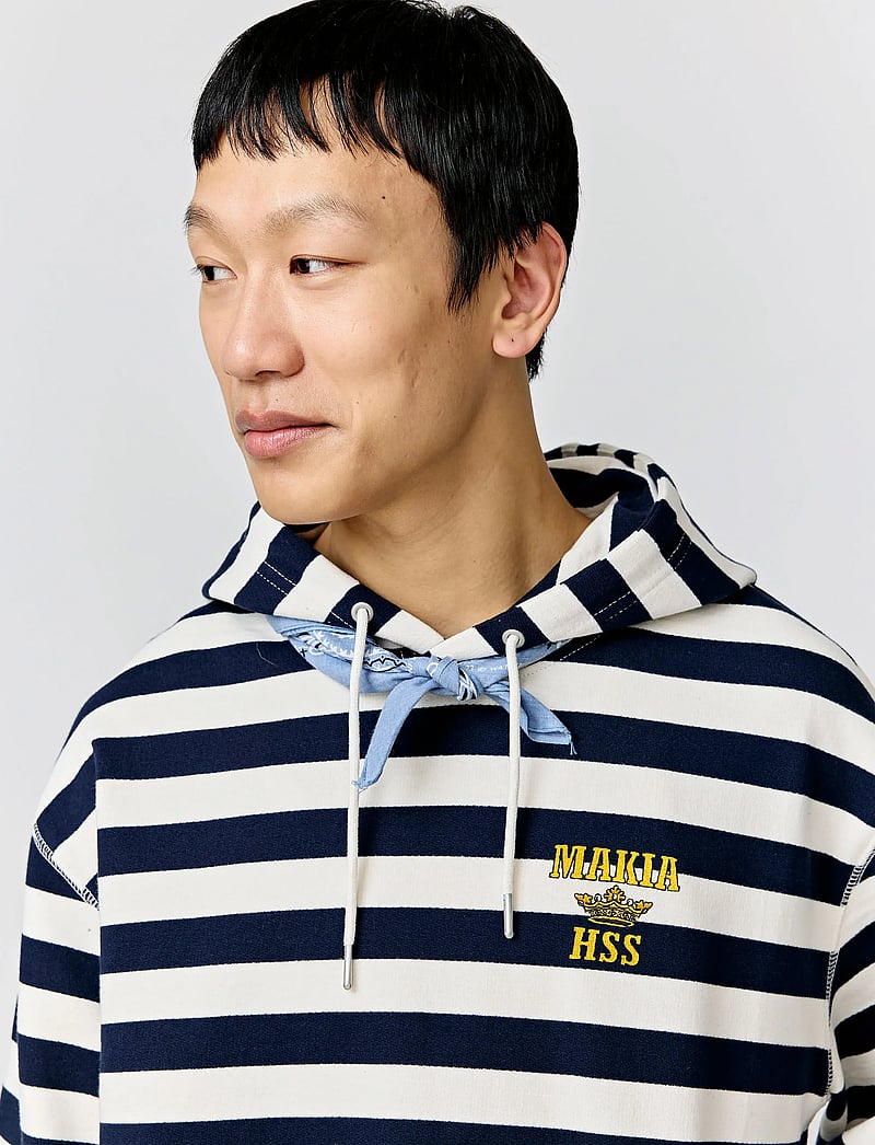 Makia - Starboard Hooded Sweatshirt - hoodies - navy-off white - 0