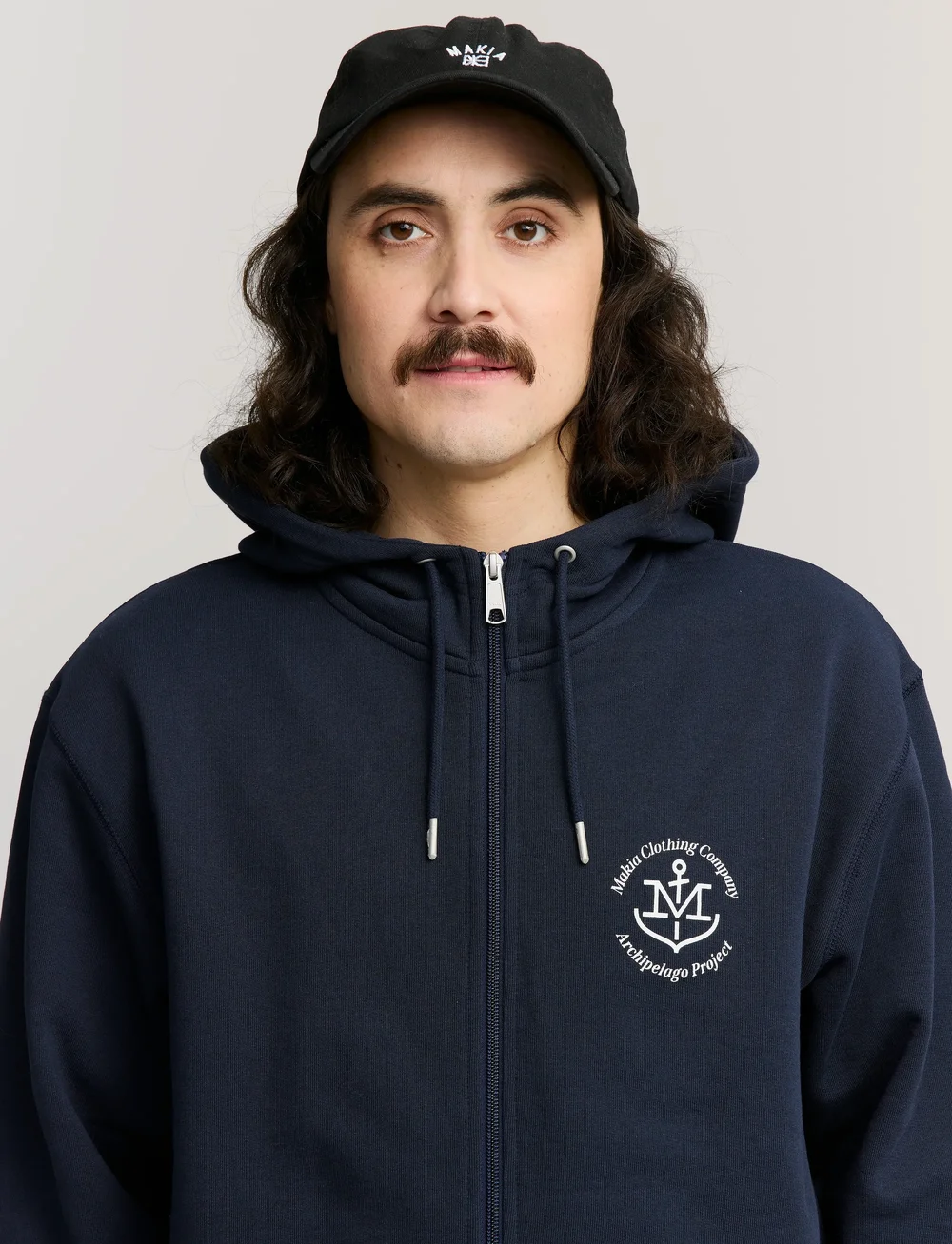 Makia - A-Project Hooded Zip Sweatshirt - hettegensere - dark navy - 0