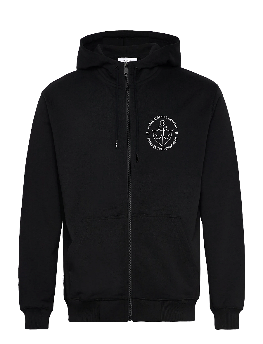 Makia - Hook Hooded Zip Sweatshirt - hoodies - black - 1