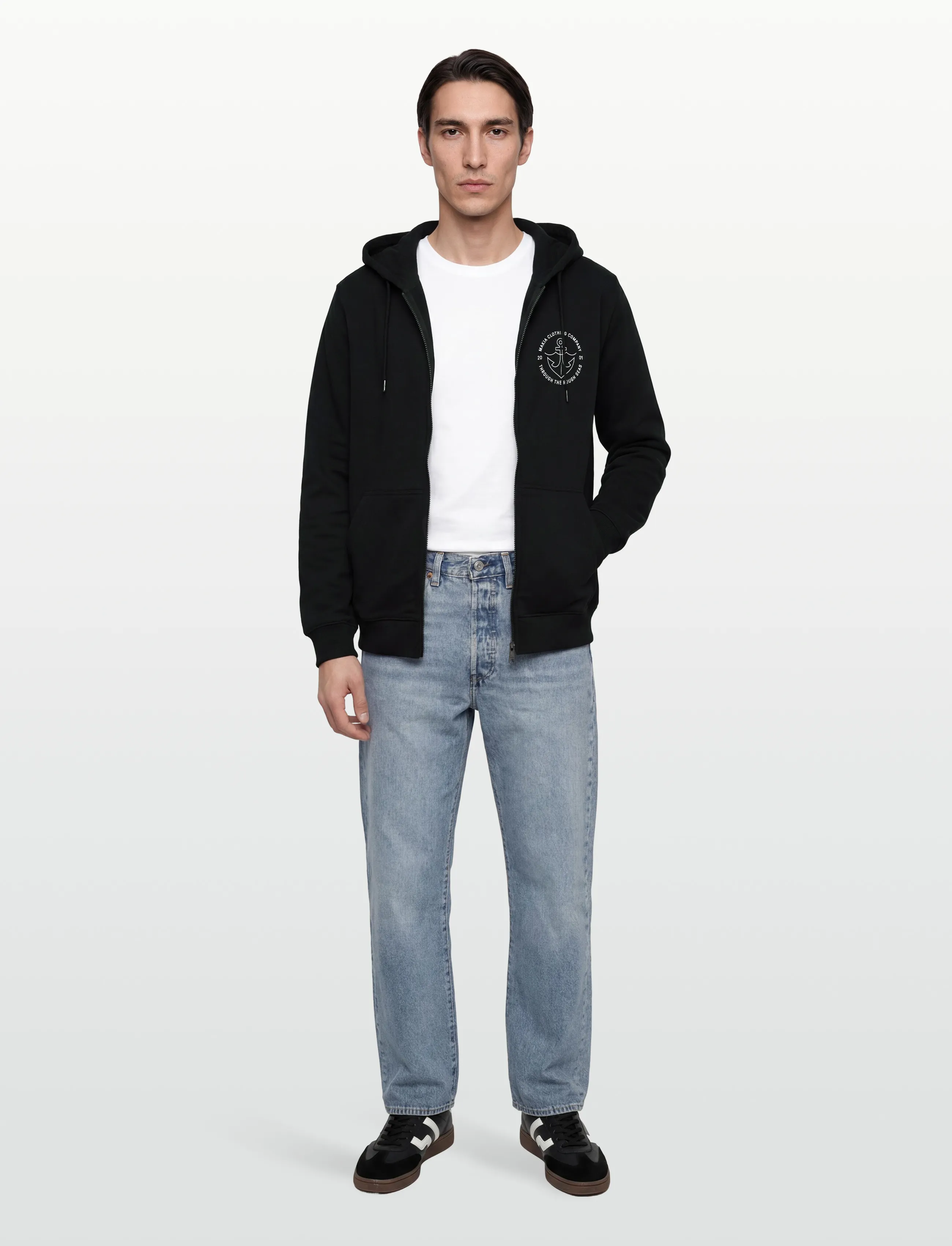 Makia Hook Hooded Zip Sweatshirt, M, Black, Sweatshirts & Hættetrøjer > Hættetrøjer, Herre