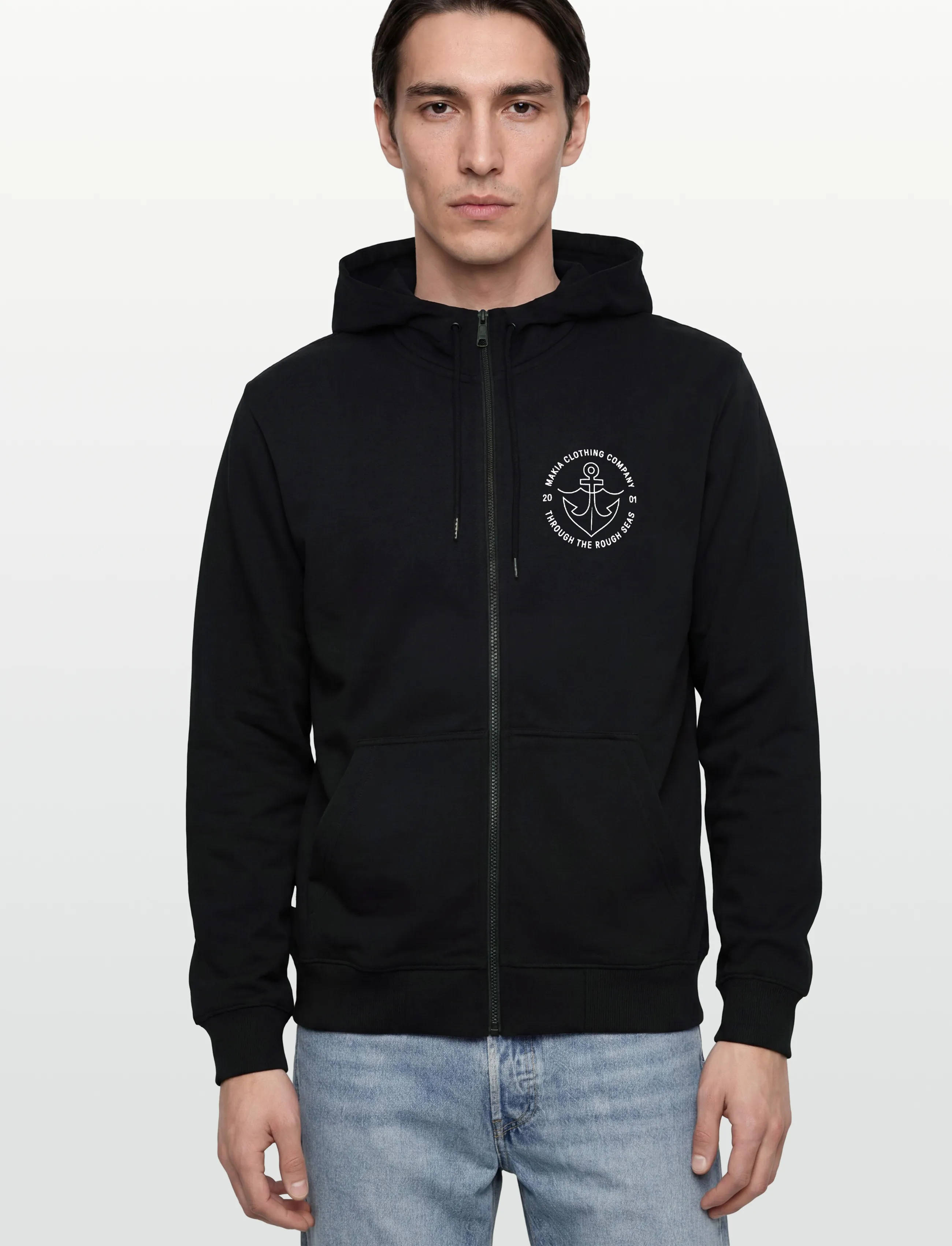 Makia - Hook Hooded Zip Sweatshirt - sweatshirts - black - 3