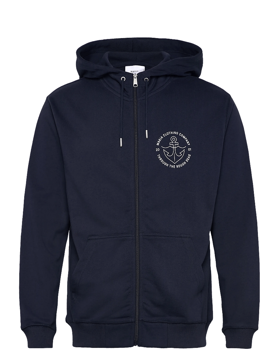 Makia - Hook Hooded Zip Sweatshirt - bluzy z kapturem - dark navy - 1