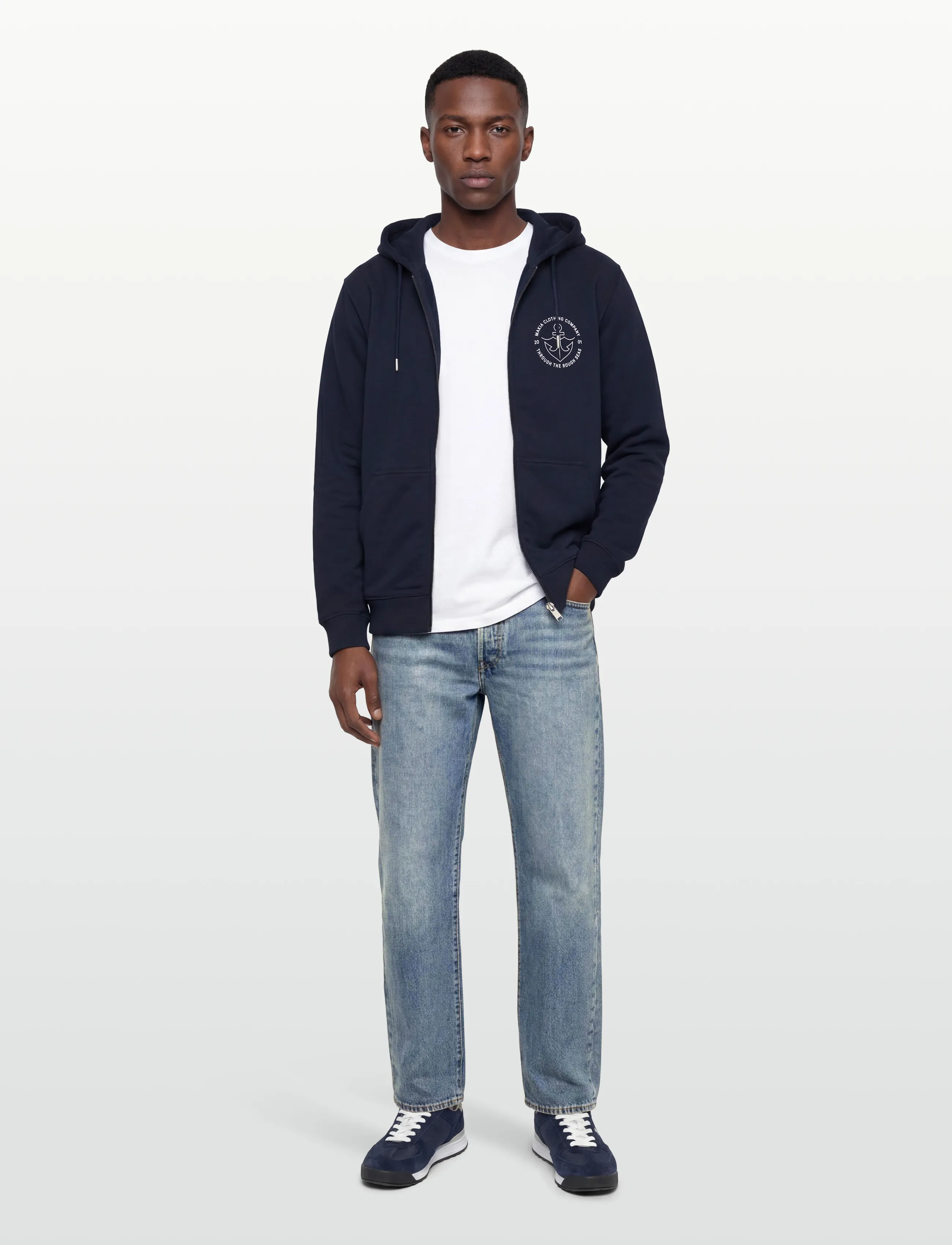 Makia Hook Hooded Zip Sweatshirt - Dagens supertilbud - DARK NAVY / navy