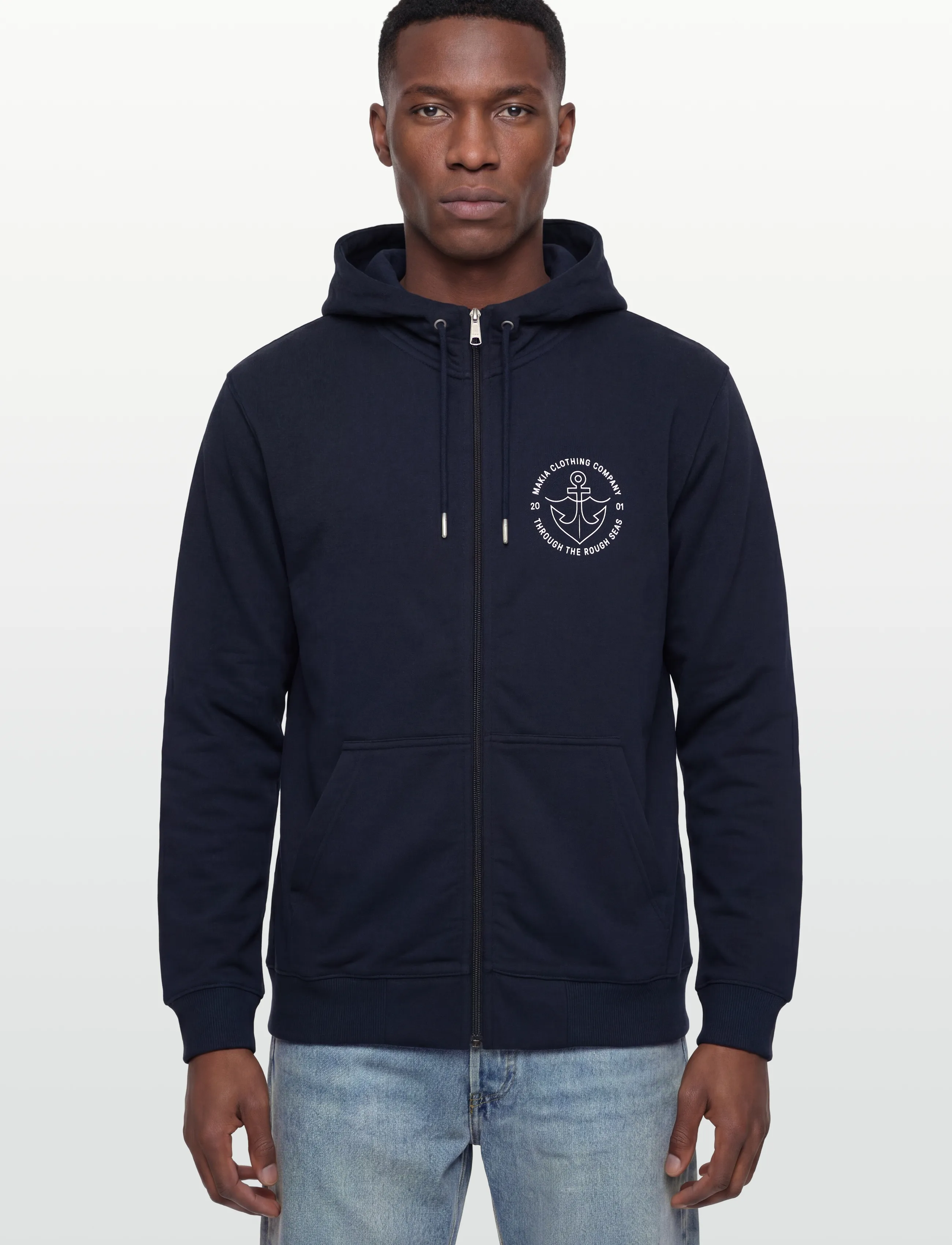 Makia - Hook Hooded Zip Sweatshirt - sweatshirts - dark navy - 3