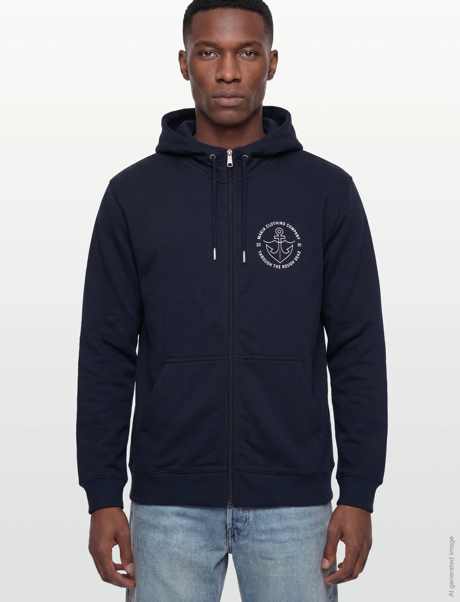 Makia - Hook Hooded Zip Sweatshirt - bluzy z kapturem - dark navy - 3