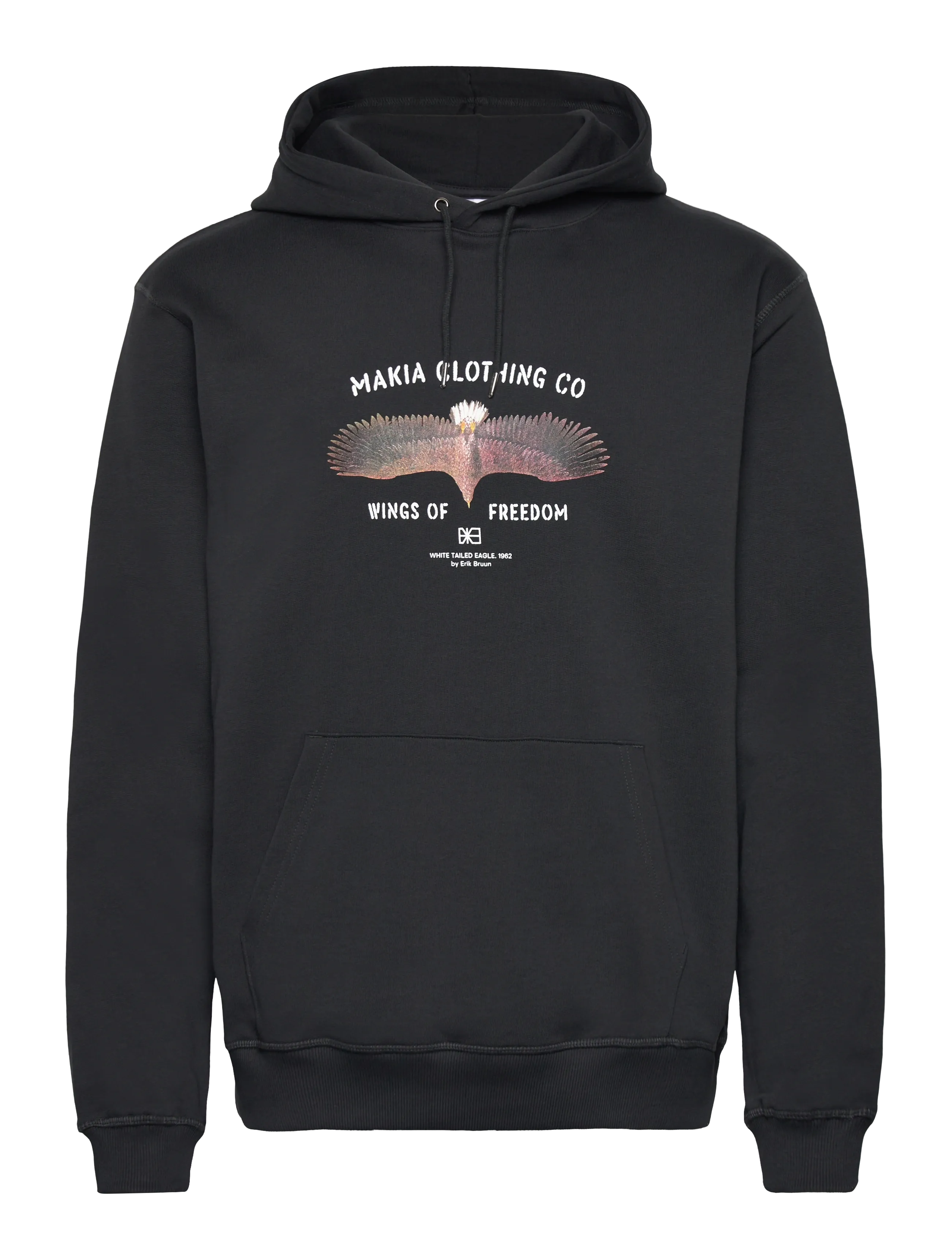 Makia Eagle Hooded Sweatshirt - Kläder - CARBON BLACK / black